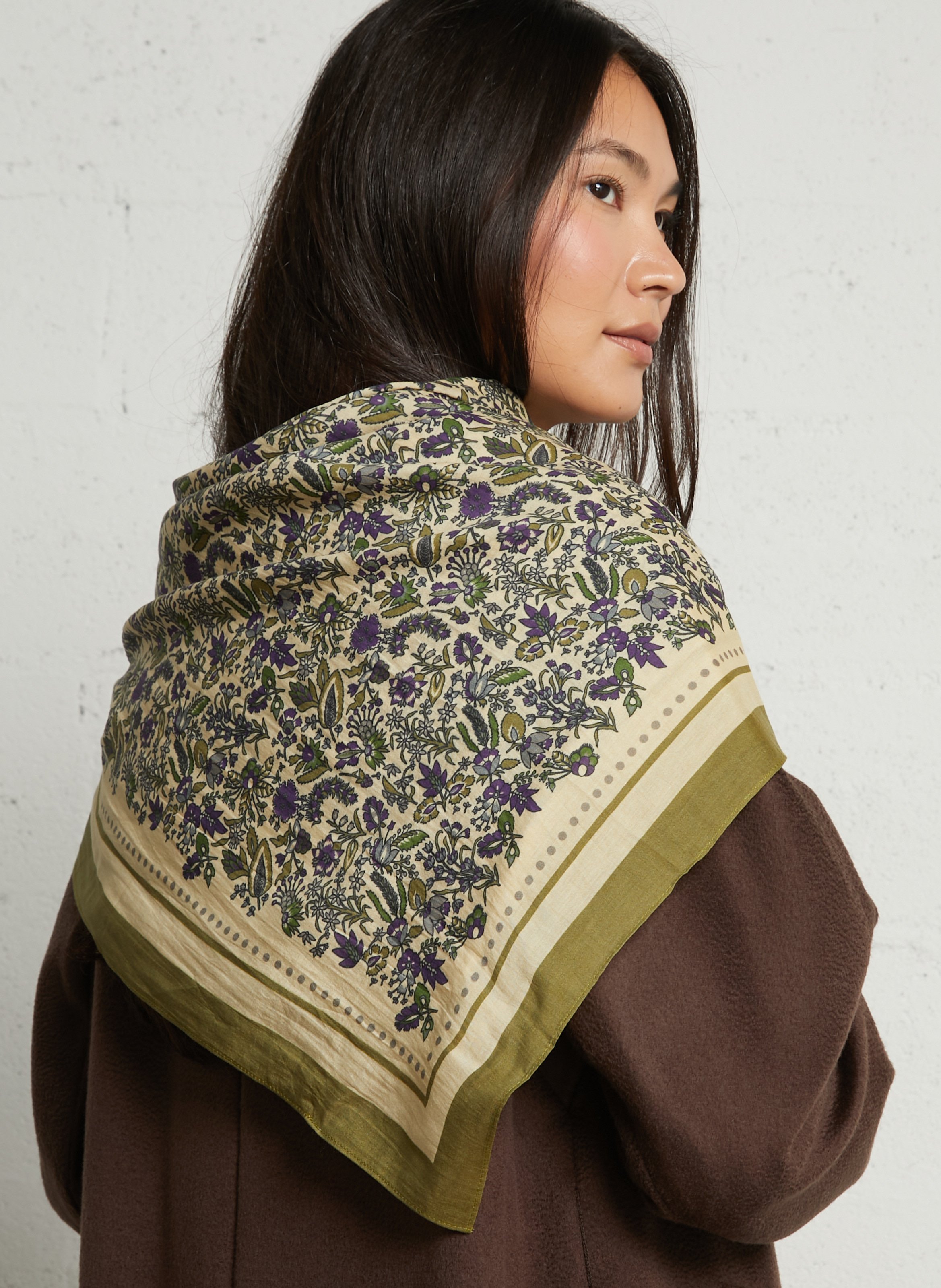 Foulard carré imprimé floral en coton mélangé BECKSONDERGAARD Multicolore