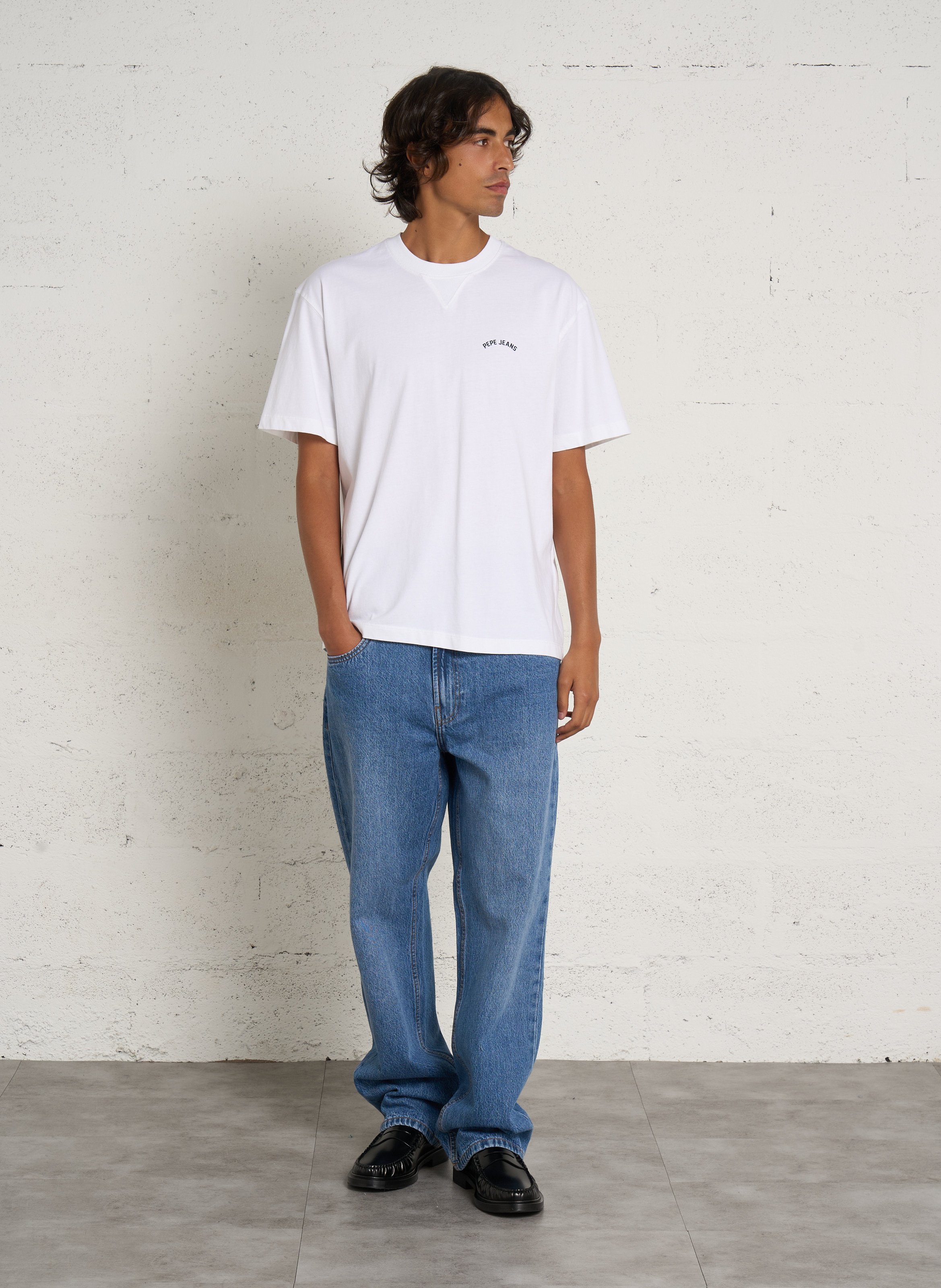 Gerade geschnittenes Baumwoll-T-Shirt PEPE JEANS Weiss