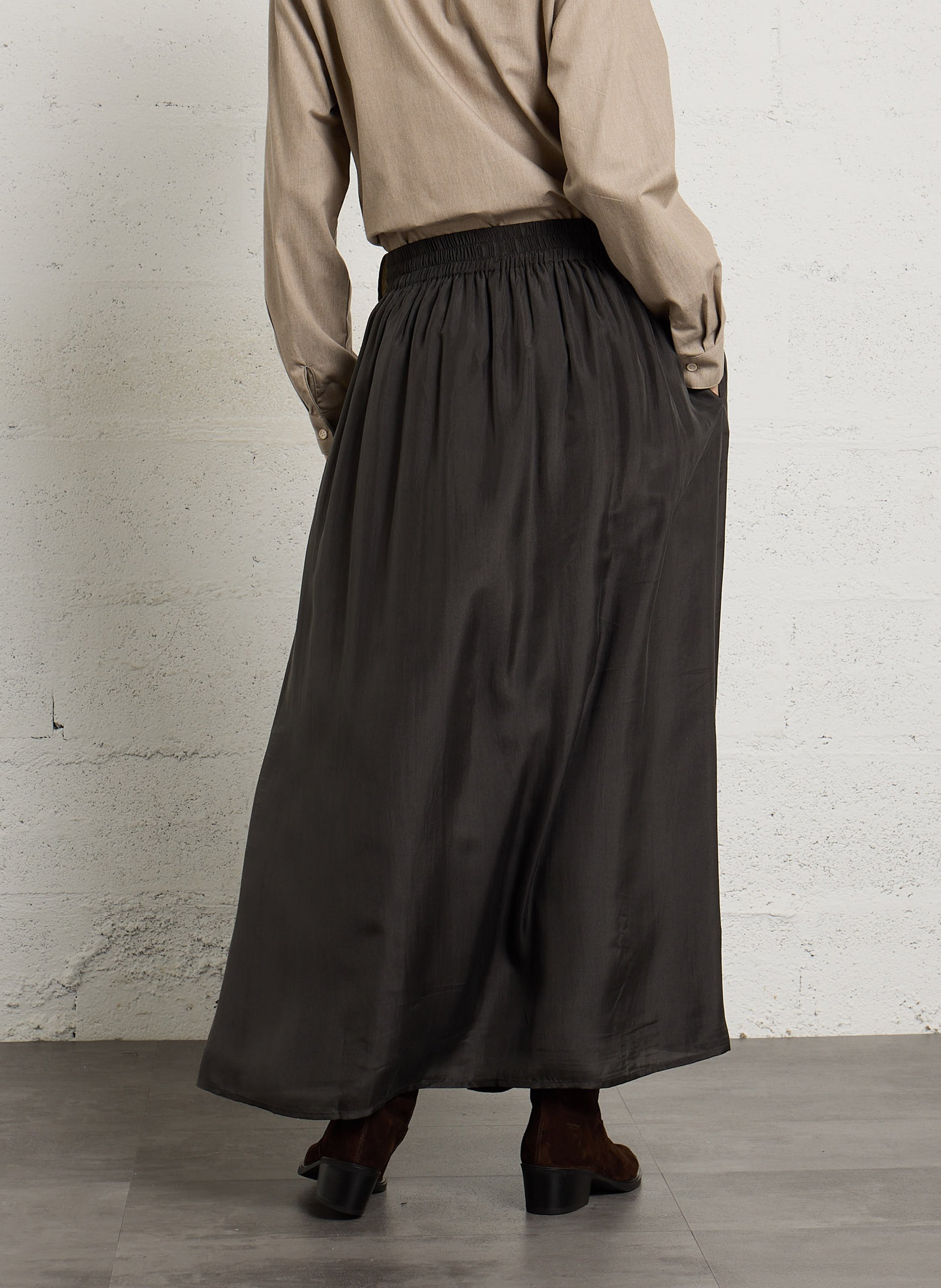 Jupe longue imprimée en coton  BELLEPIECE Gris