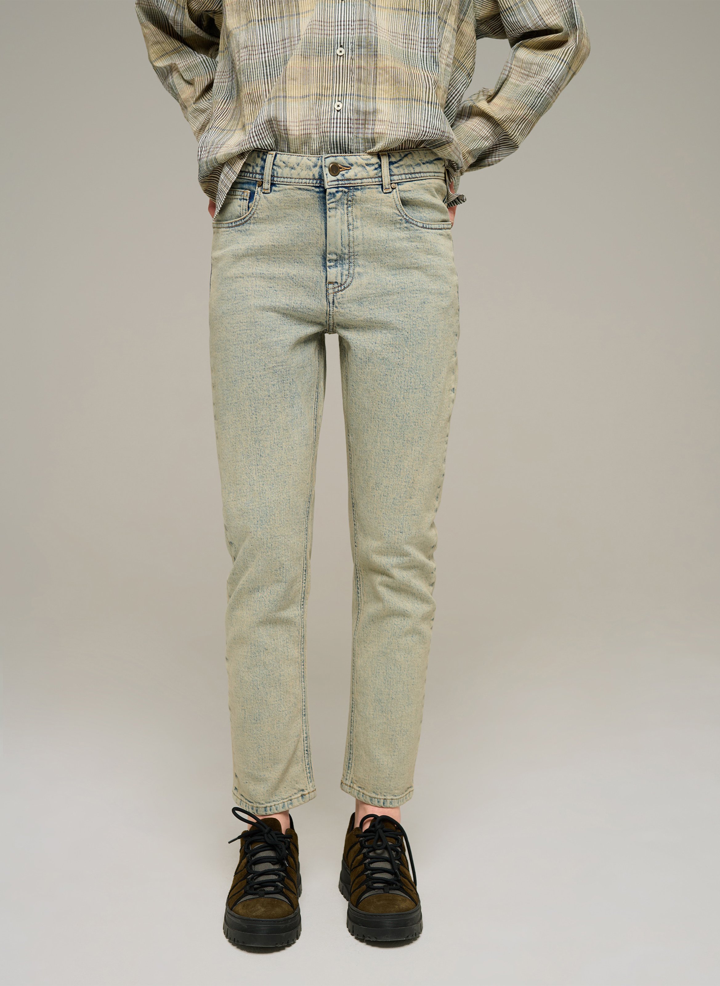 Cotton-blend straight-leg jeans COTELAC ACOTE Yellow