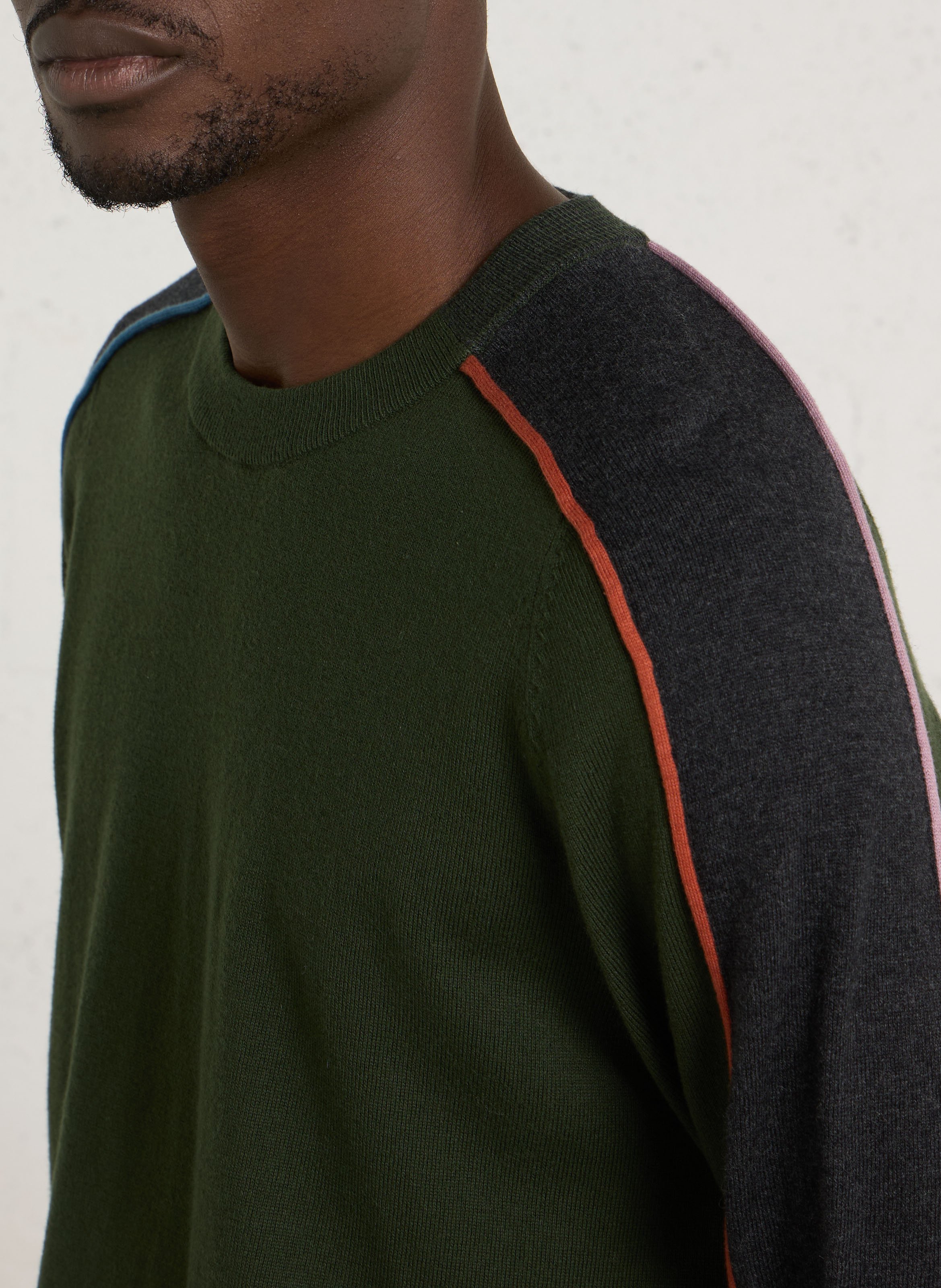 Pull fin col rond en coton et laine PAUL SMITH Vert