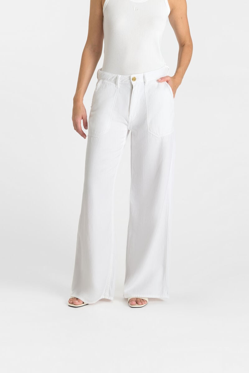 High-waisted loose-fit zip jeans LE TEMPS DES CERISES White