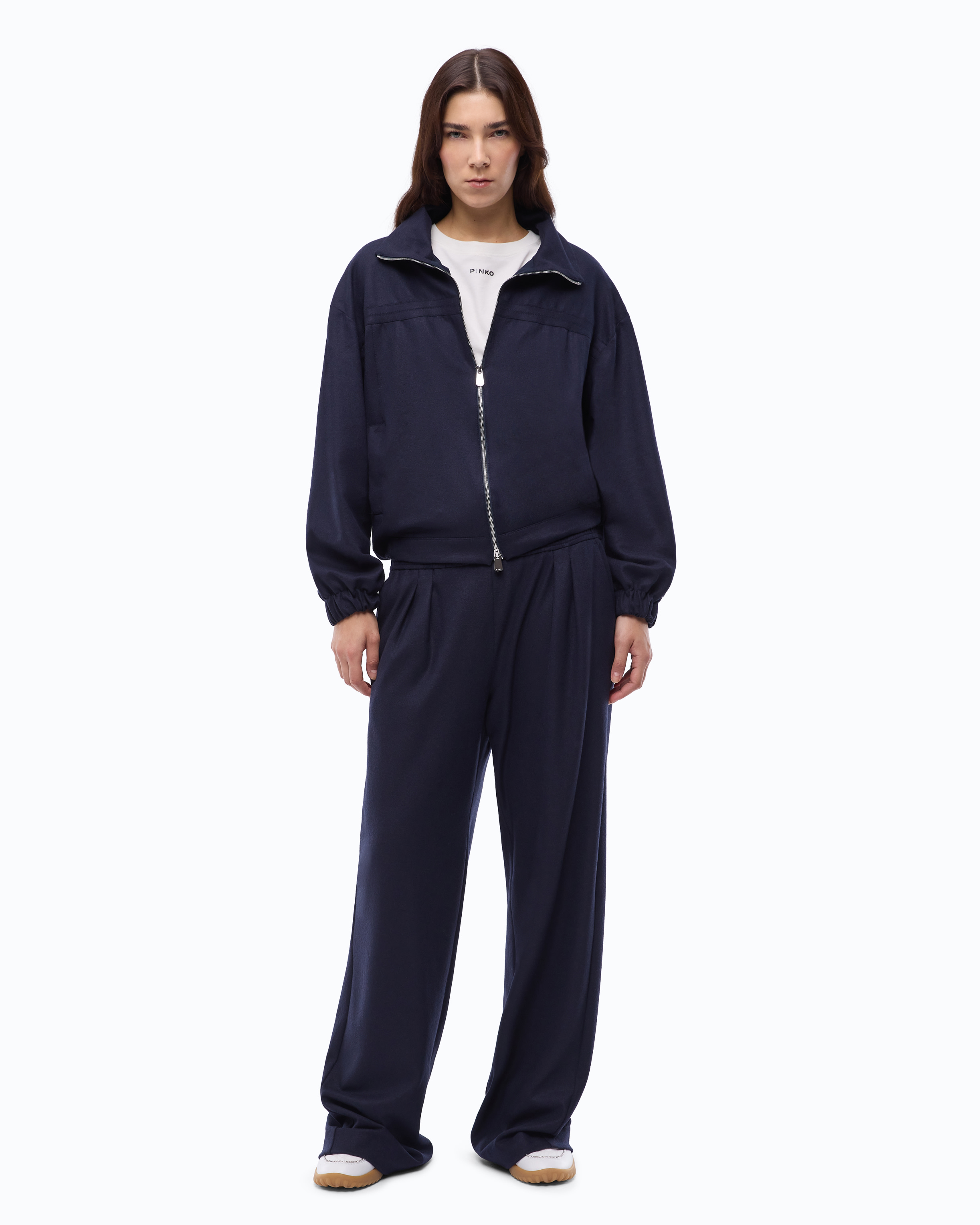 Stretch wool-blend flared trousers PINKO Blue