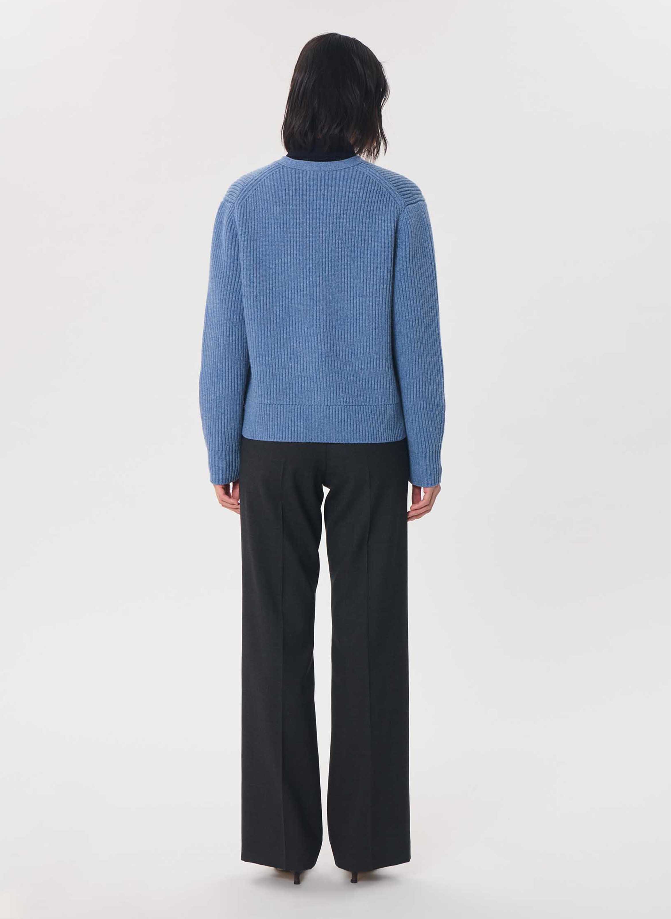 Loose-fit wool-blend V-neck cardigan TARA JARMON Blue