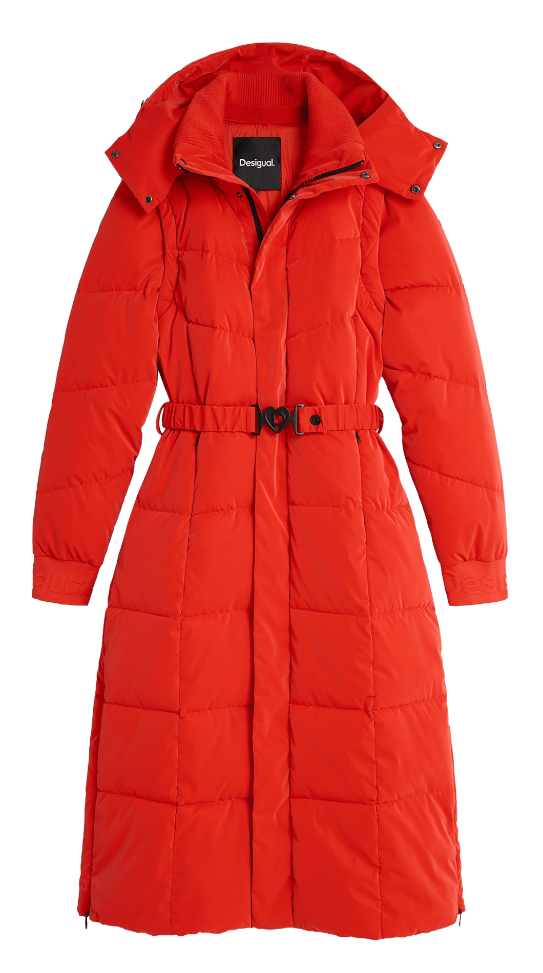 Langer Steppmantel mit Stehkragen und Kapuze DESIGUAL Orange