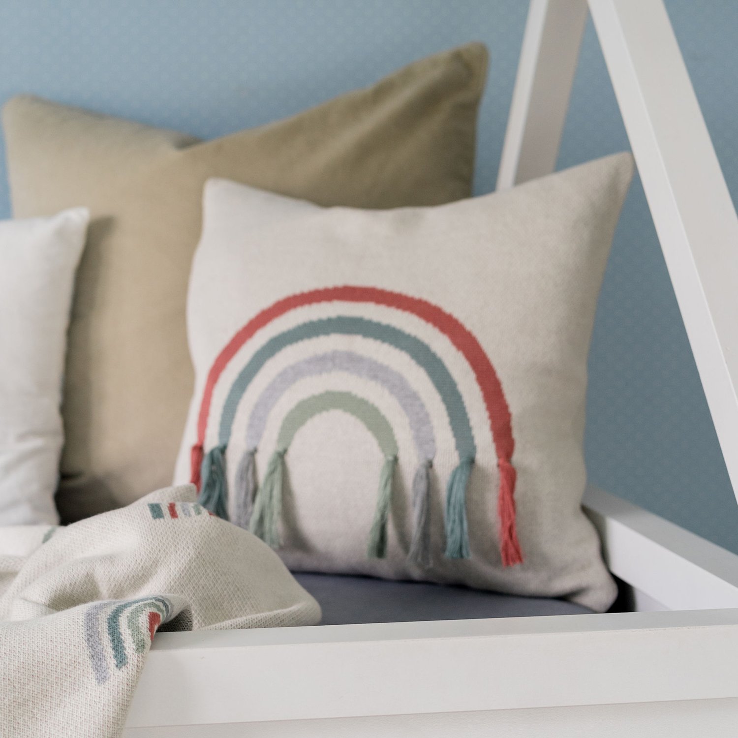 Rainbow cotton baby cushion cover KINDSGUT Grey