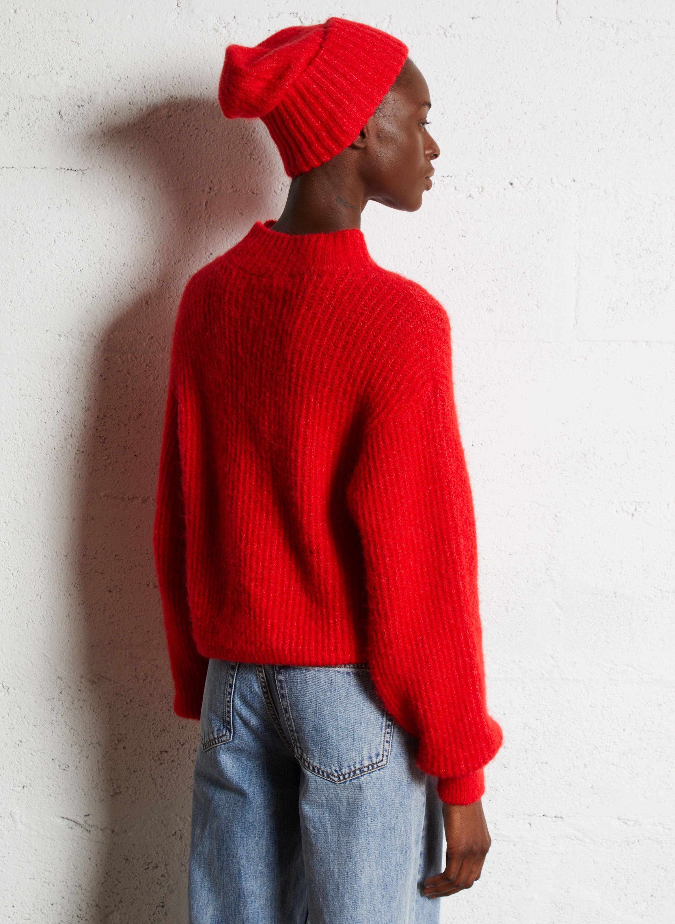 Gebreide trui met opstaande hals AMERICAN VINTAGE Rood