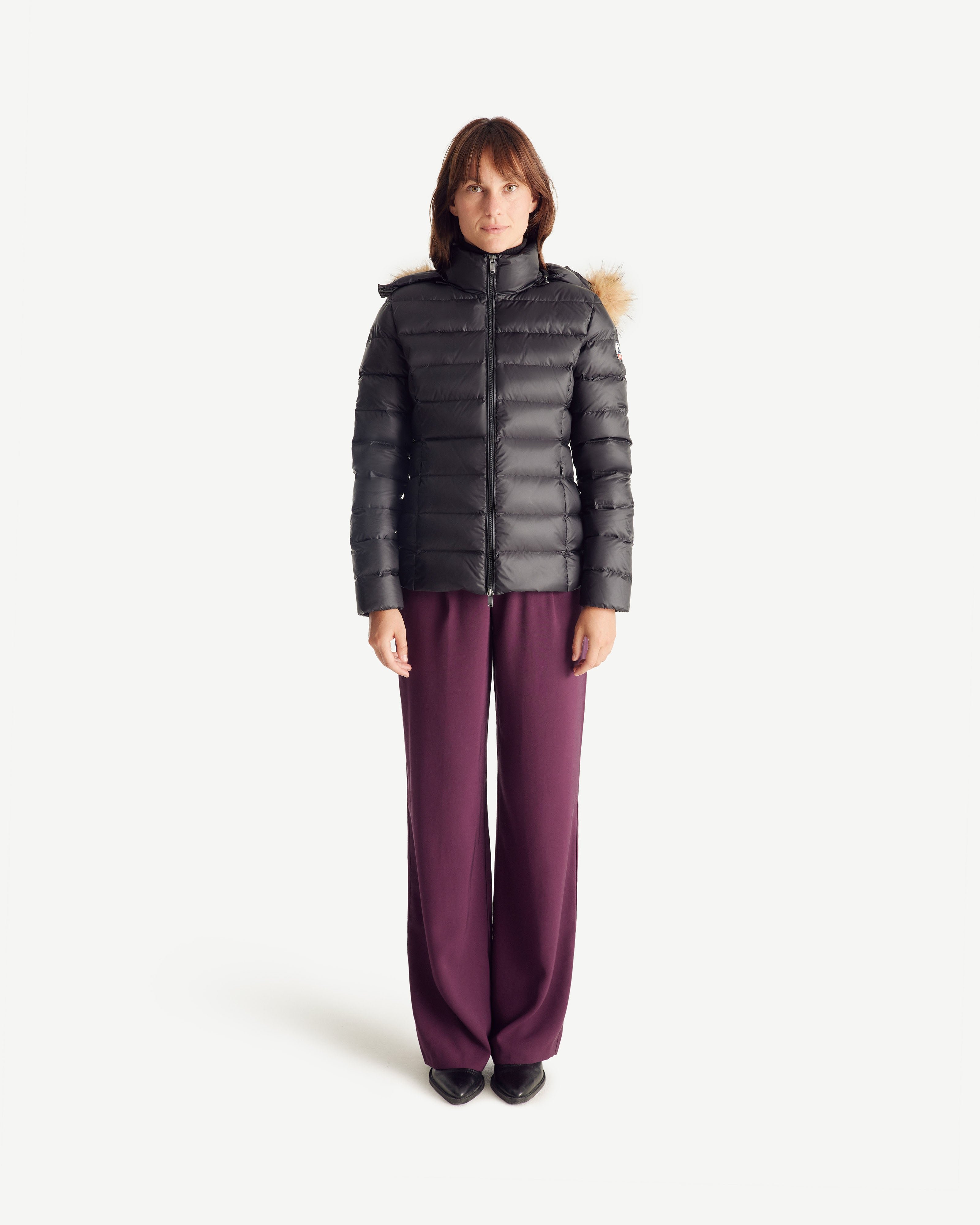 Luxury cold weather hooded puffer coat JOTT Black