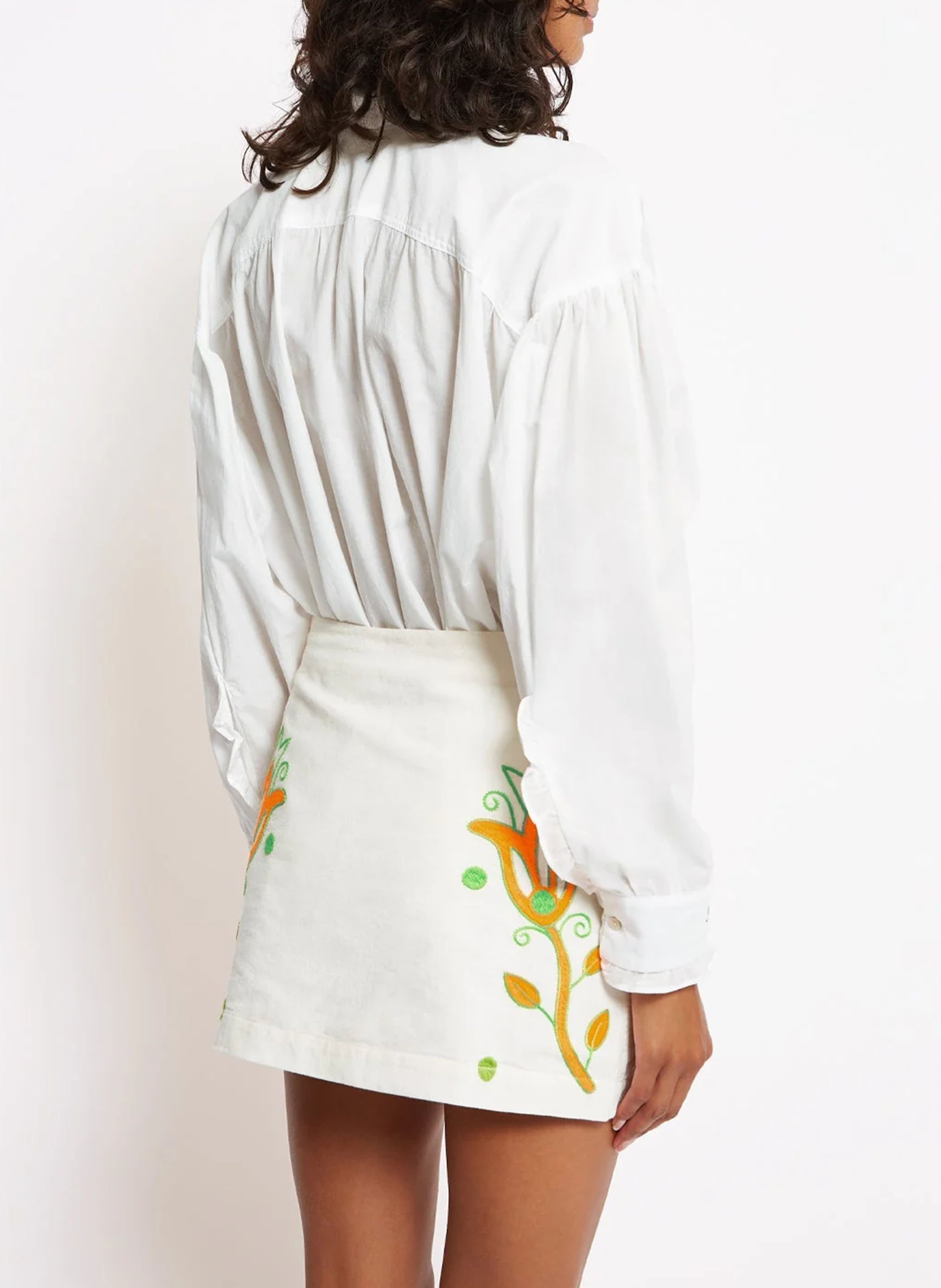 Chemise col volanté en coton ROSEANNA Blanc