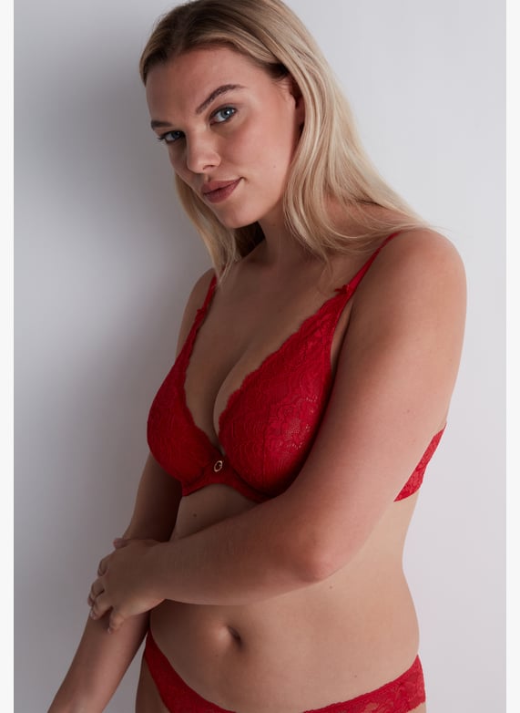 A la Folie kohl black underwired triangle bra | Red by AUBADE A la Folie kohl black underwired triangle bra Red