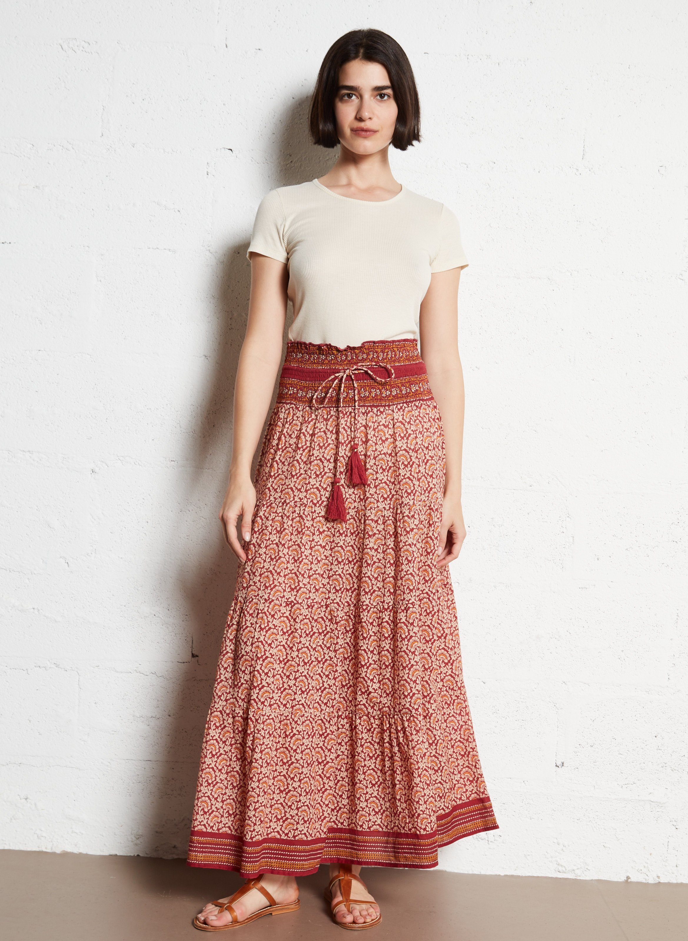 Ribbed fitted T-shirt MAJESTIC FILATURES Beige