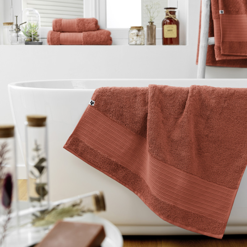 100% combed cotton bath towel L'EFFET PAPILLON Red