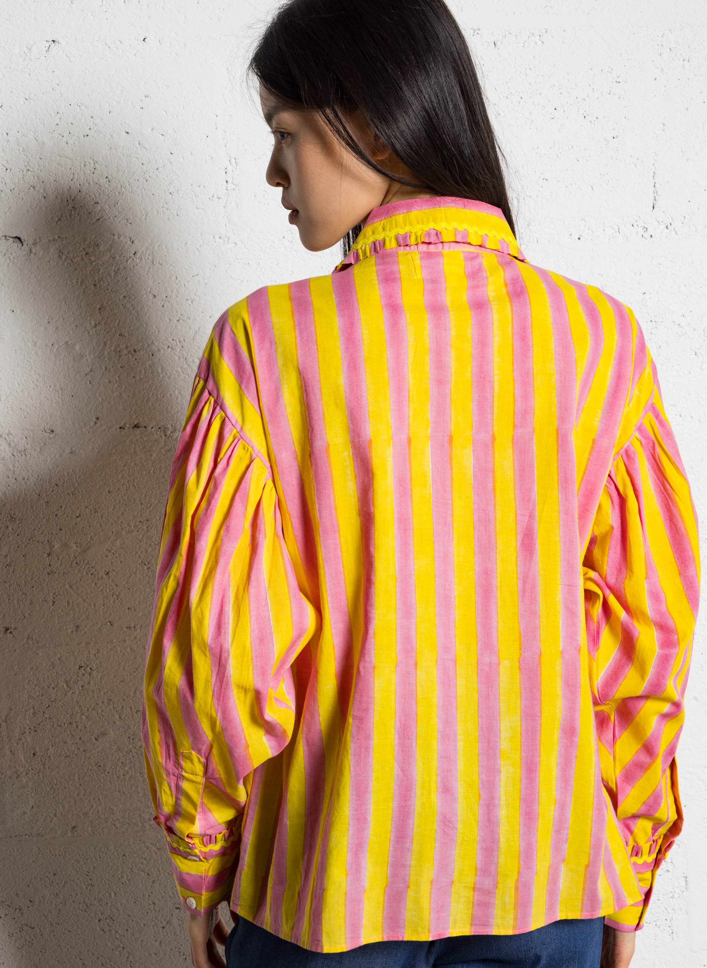 Chemise oversize en coton rayé Multicolore