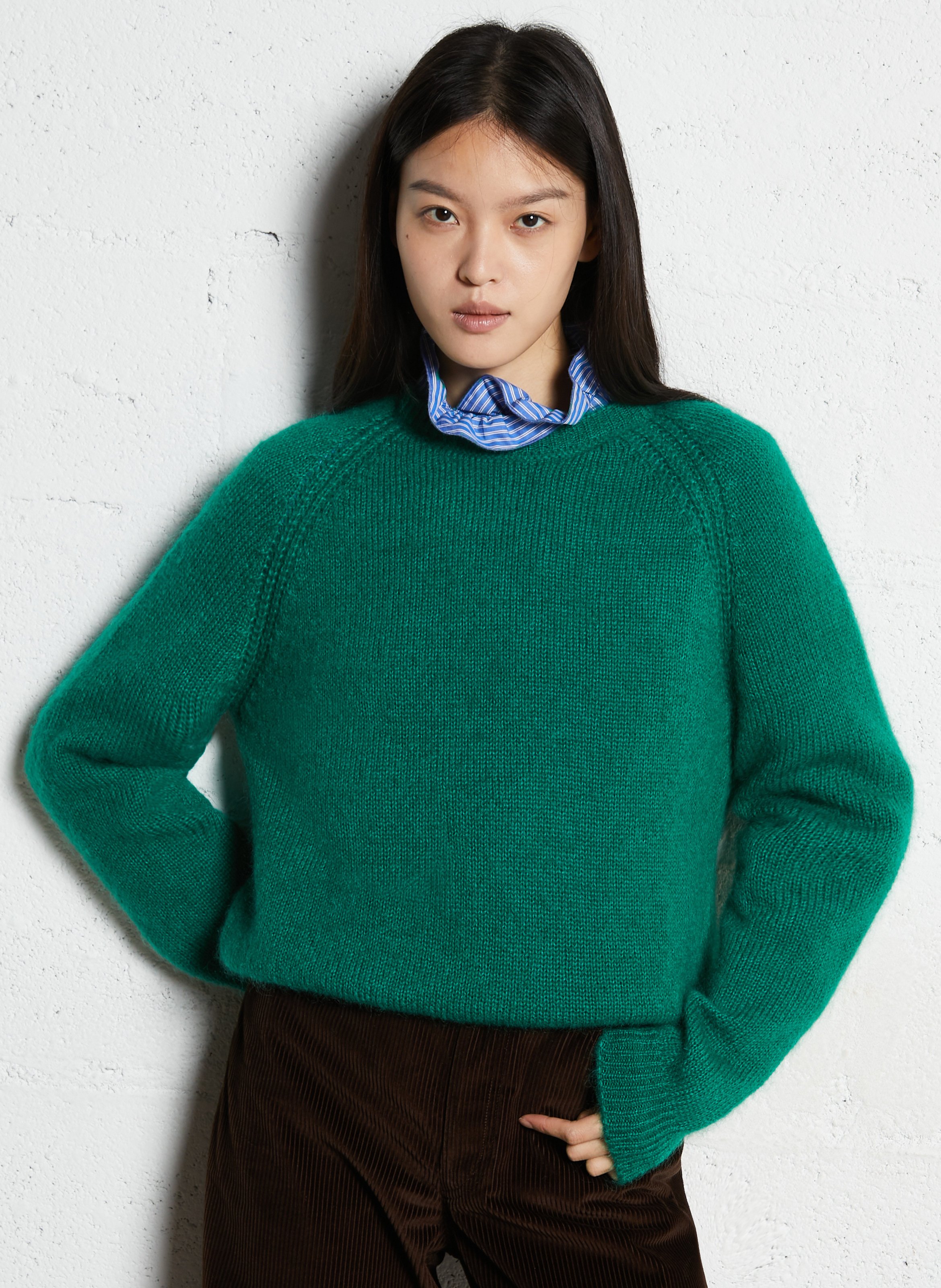 Rechte trui van gemengde mohair SUZIE WINKLE Groen