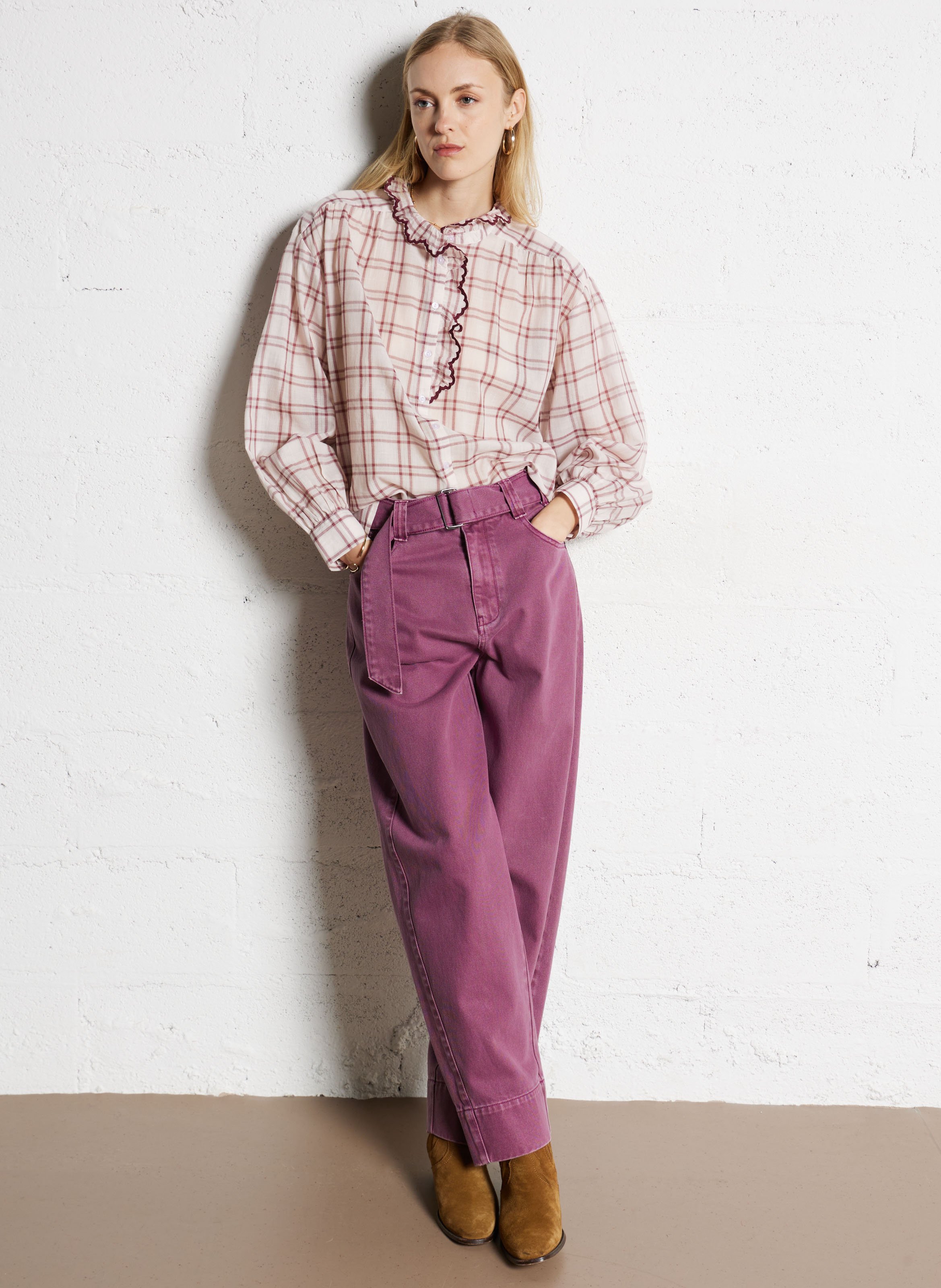 Jean large en coton SUNCOO Rose