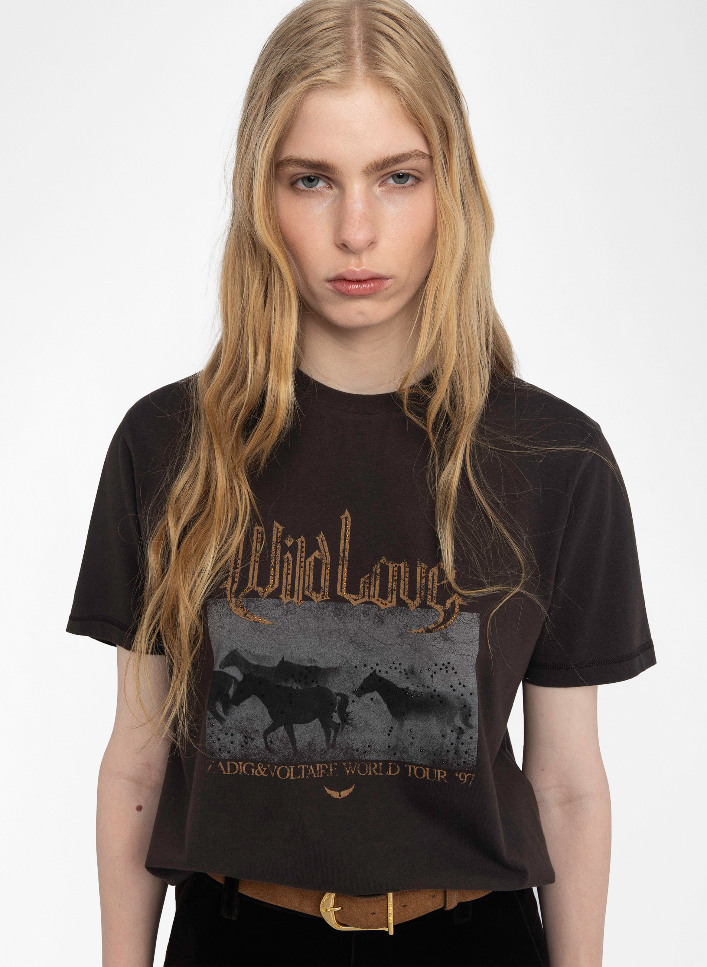 T-shirt oversize à motifs en coton ZADIG&VOLTAIRE Marron