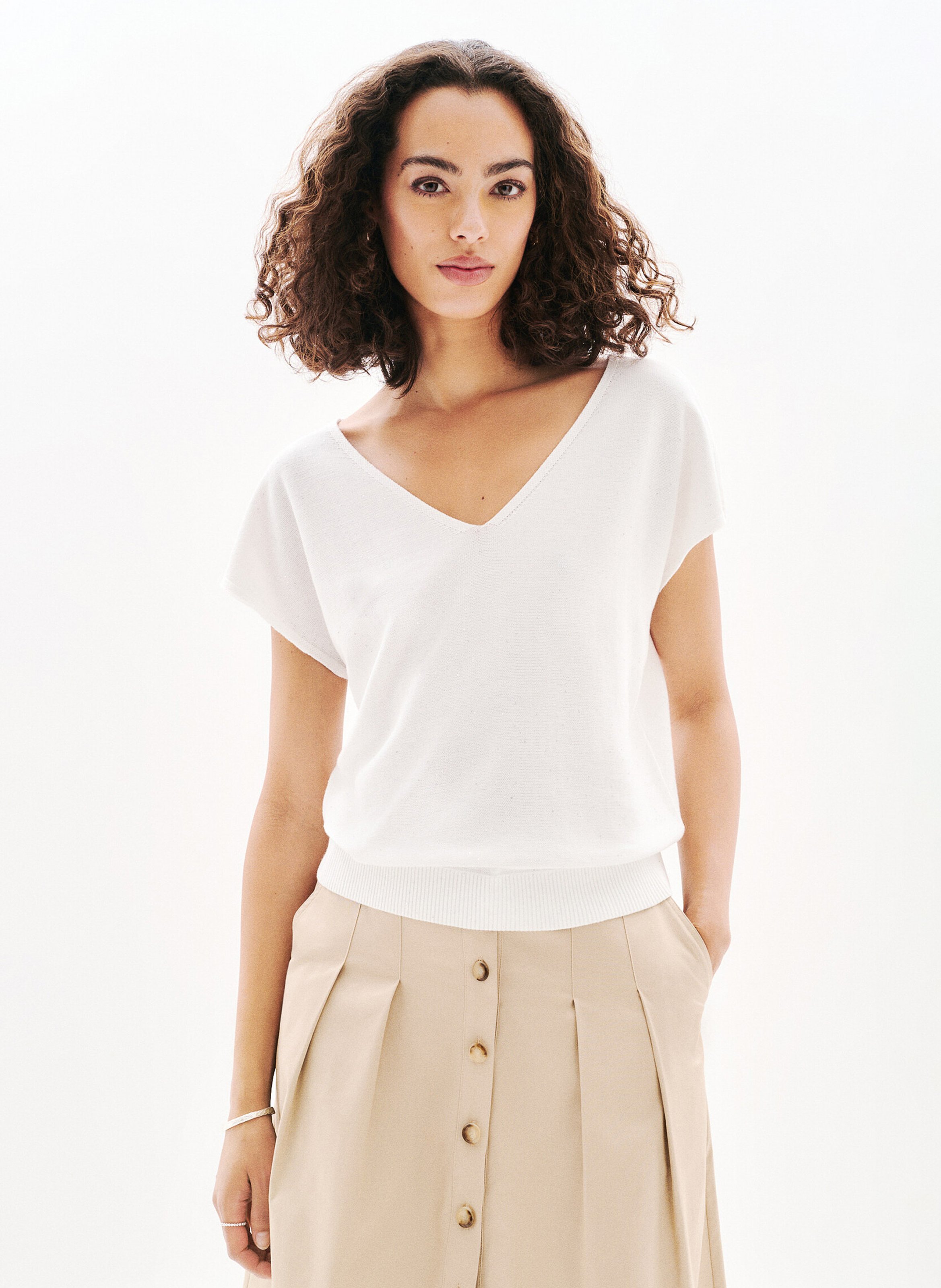 Straight cotton sweater CAROLL White