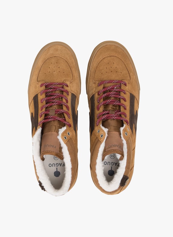 Baskets montantes en cuir velours Walnut mid Camel Faguo Homme