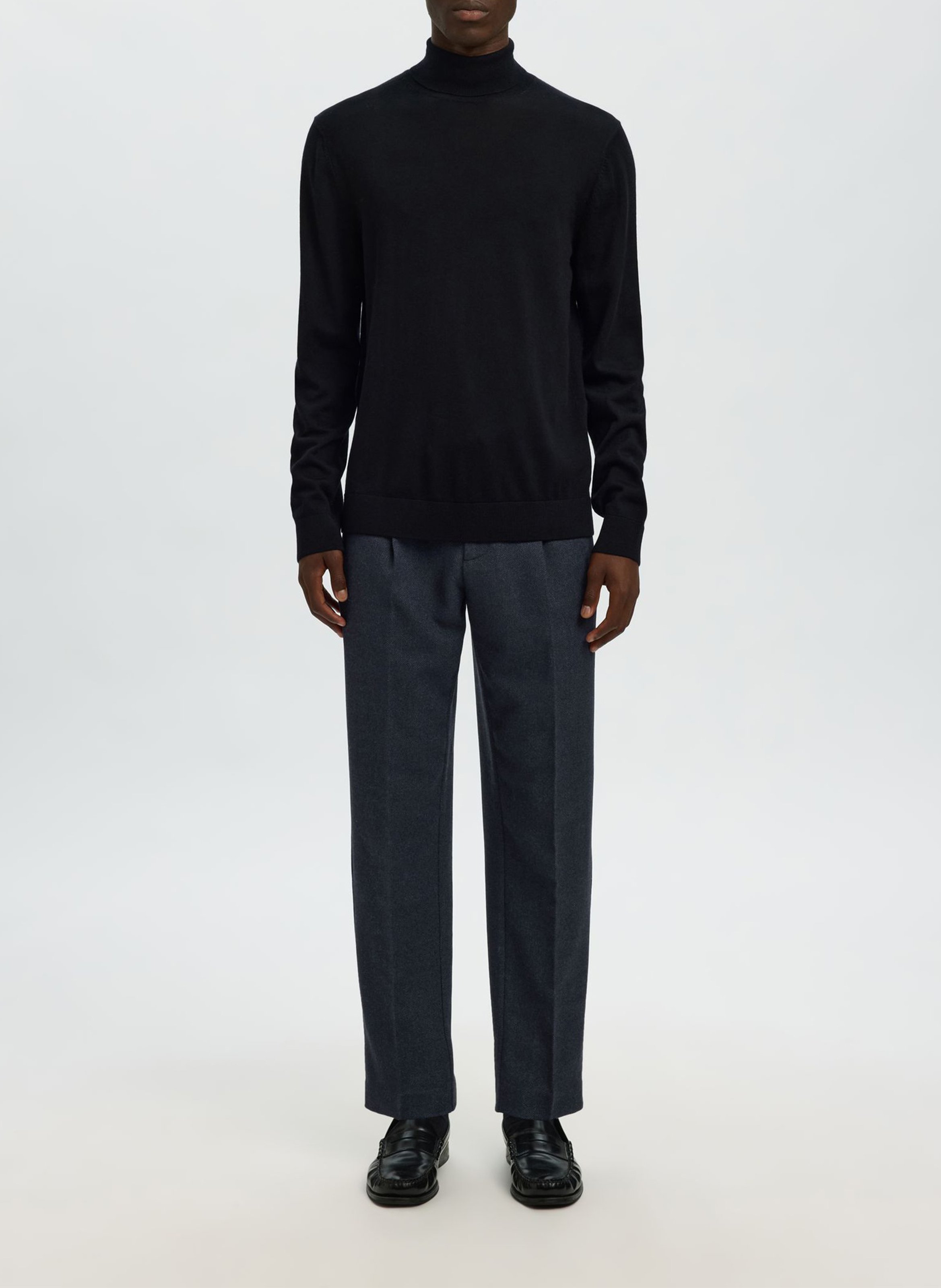 Einfarbige gerade Hose mit Kordelzug SELECTED Blau