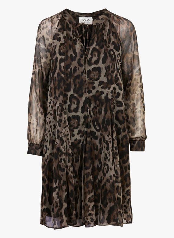 Robe courte évasée imprimée Ramoka Beige Sud express Femme