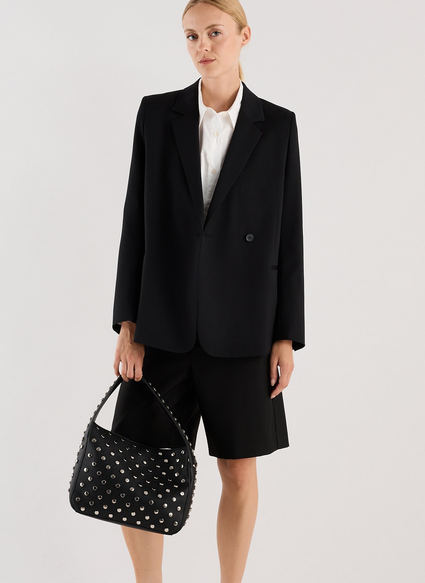 Getailleerde blazer met dubbele knopenrij uni SAISON 1865 Zwart