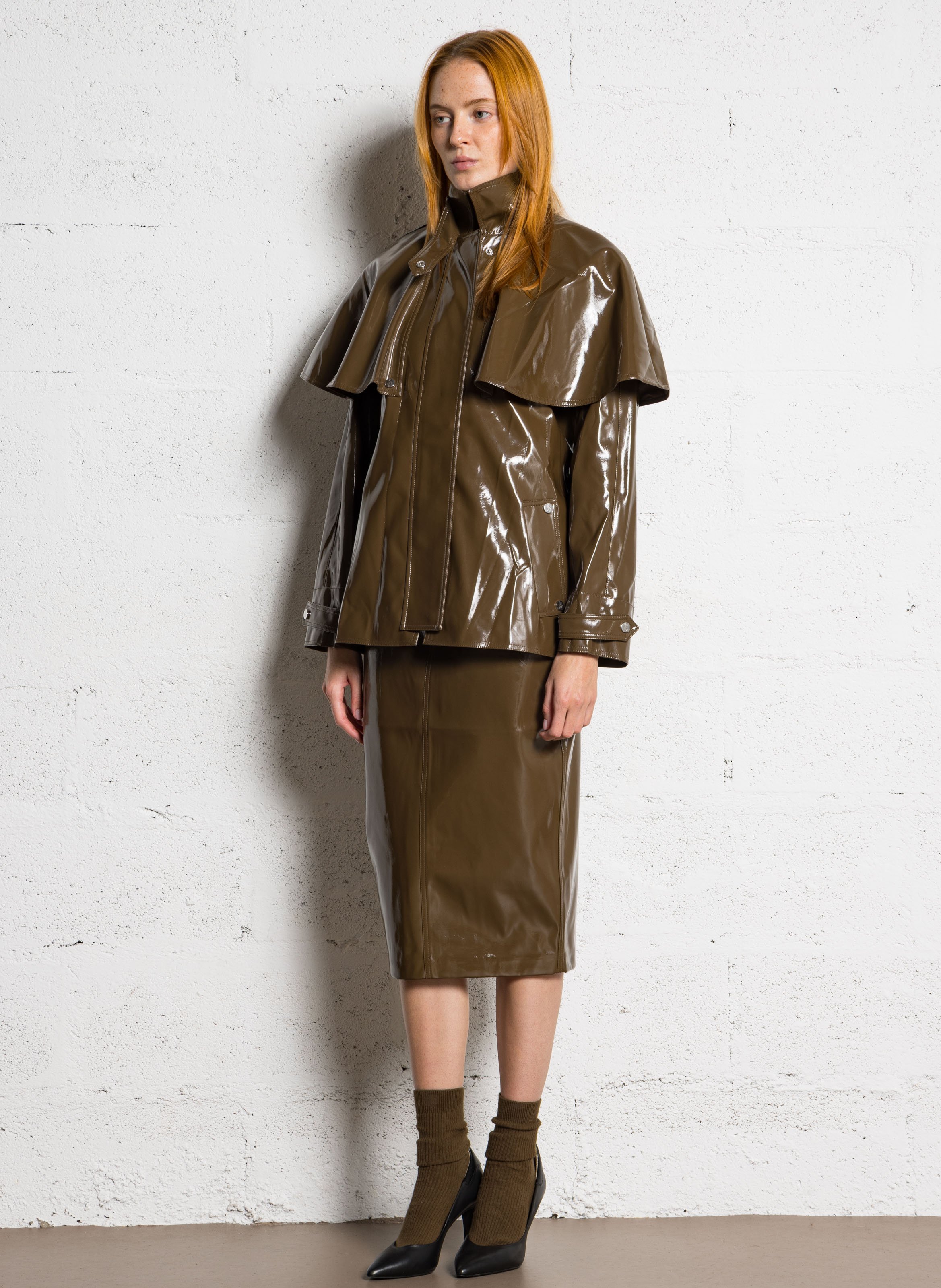 Veste ample col montant BERENICE Marron