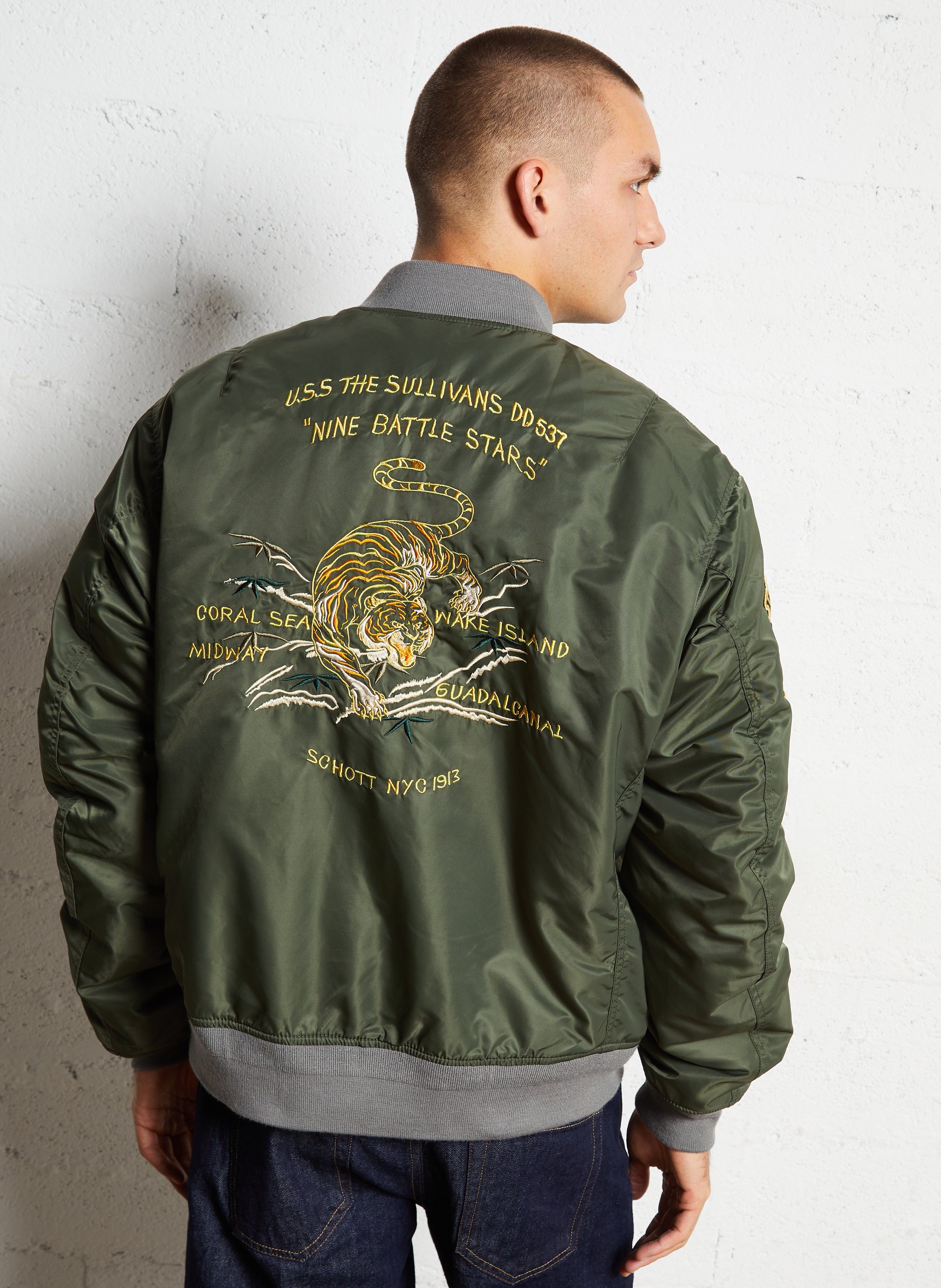 Blouson oversize col teddy SCHOTT Vert