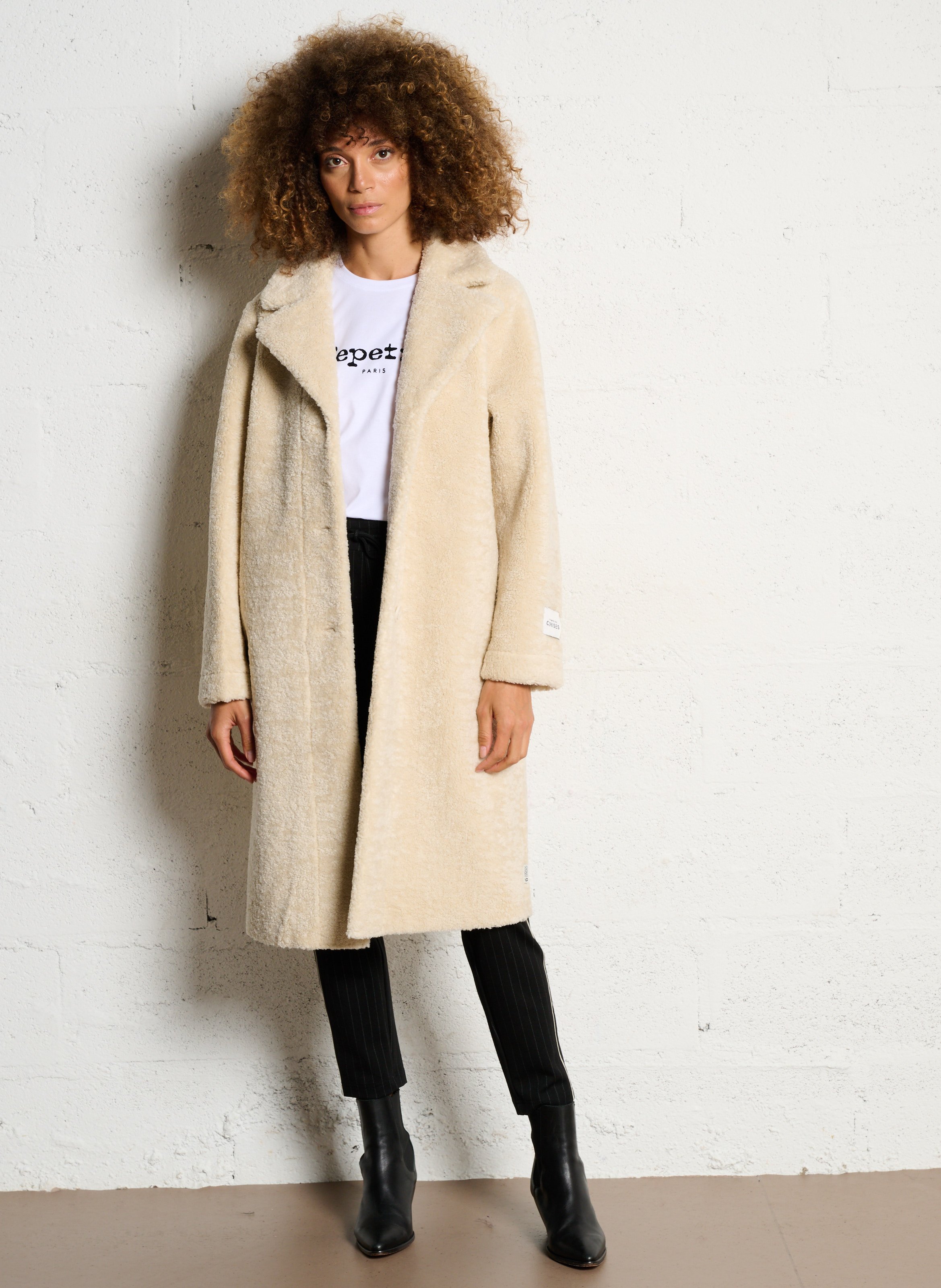 Manteau droit col tailleur LE TEMPS DES CERISES Blanc