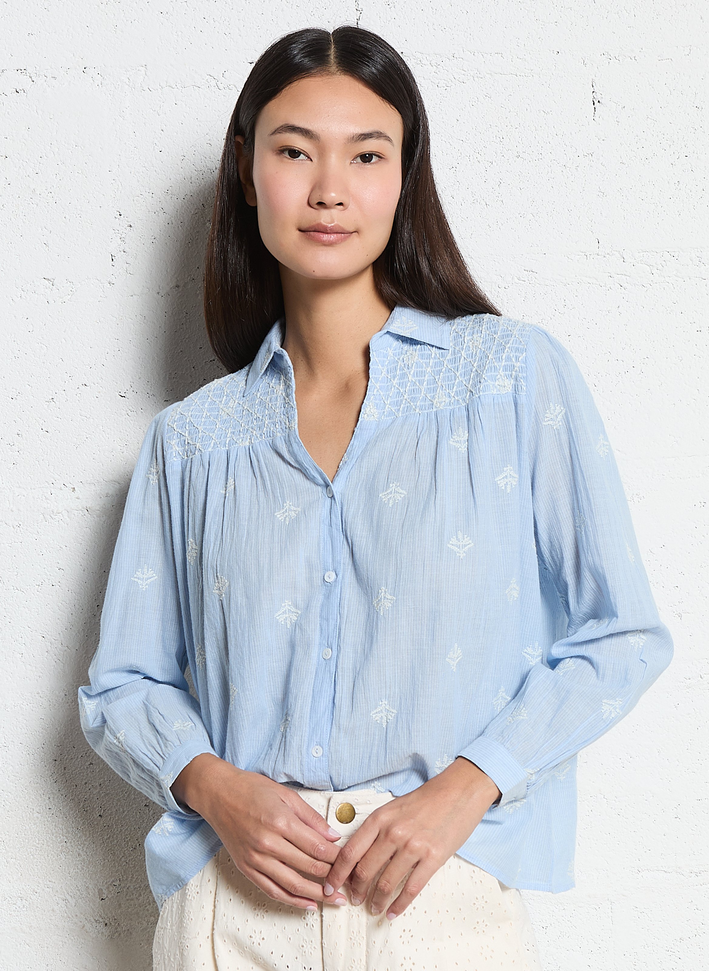 Baumwoll-Bluse MAISON HOTEL Blau