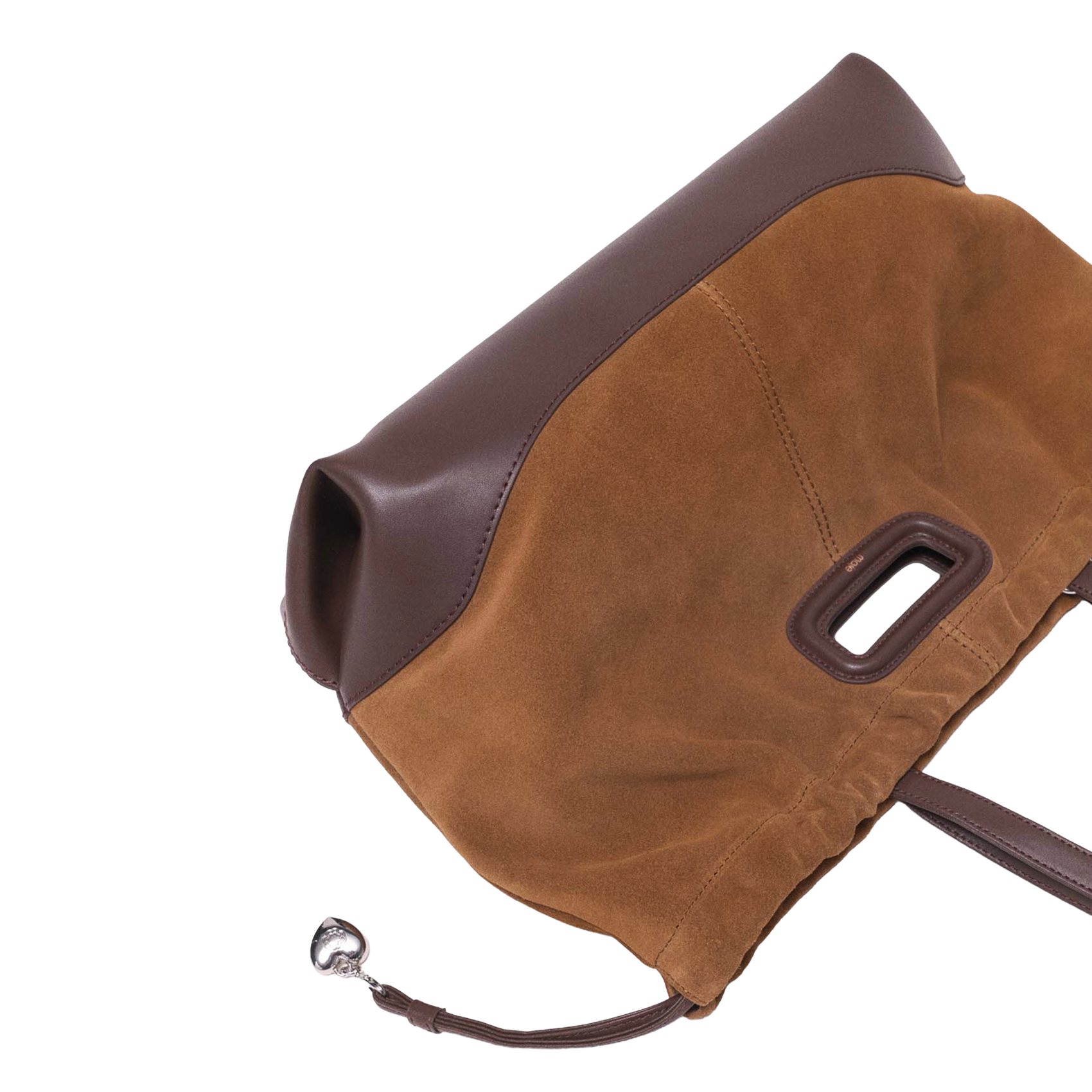 Handtas met dubbele materialen in leer MAJE Bruin