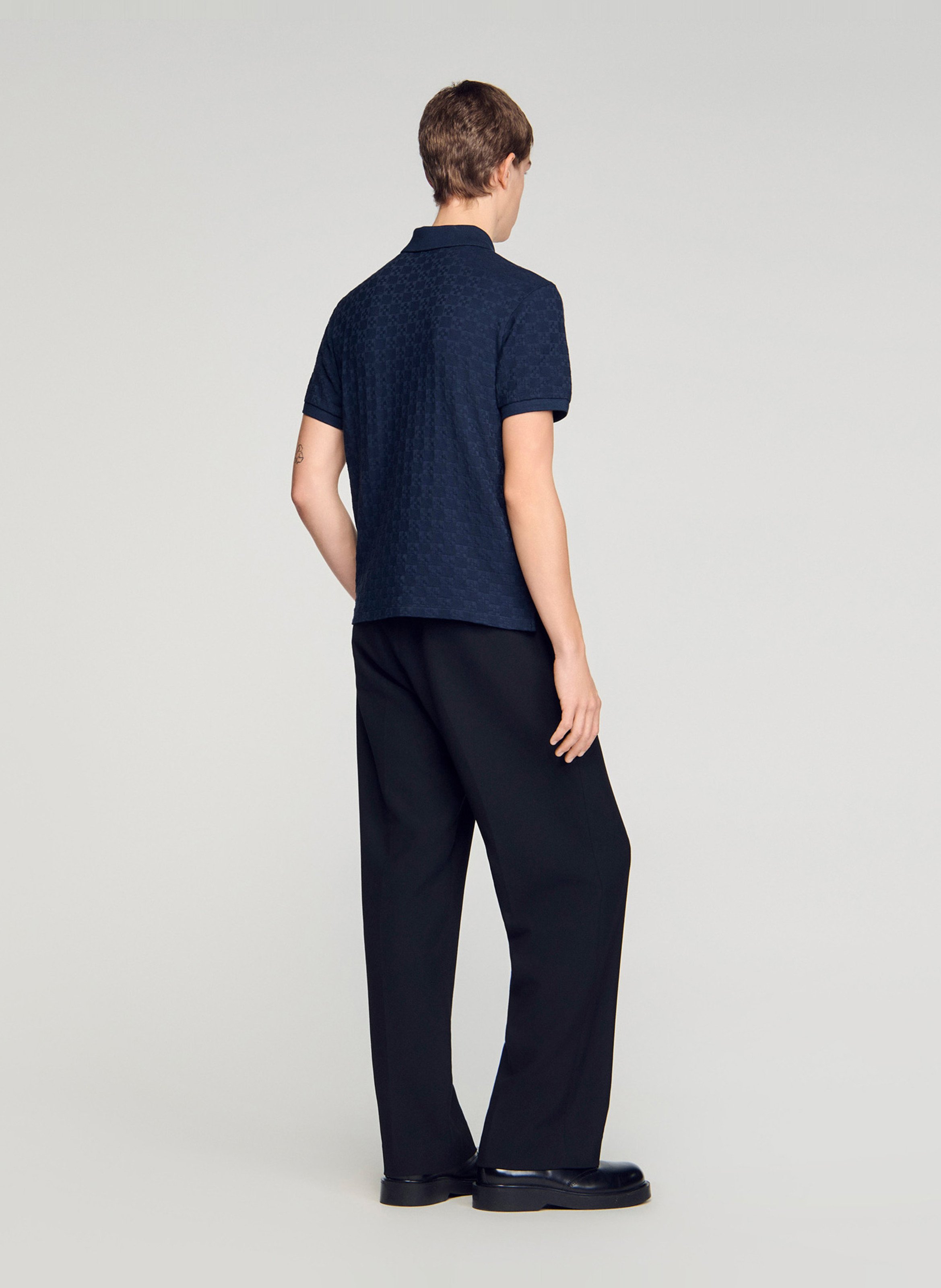 Polo manches courtes droit uni SANDRO Bleu