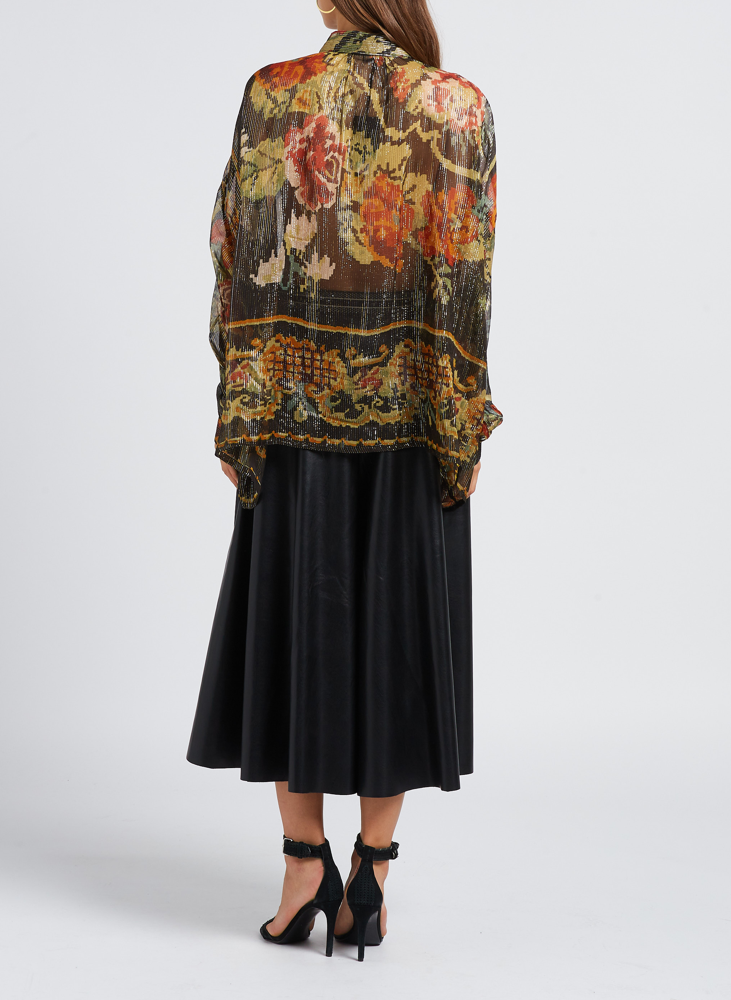 Lange, imitatieleren rok MES DEMOISELLES Zwart