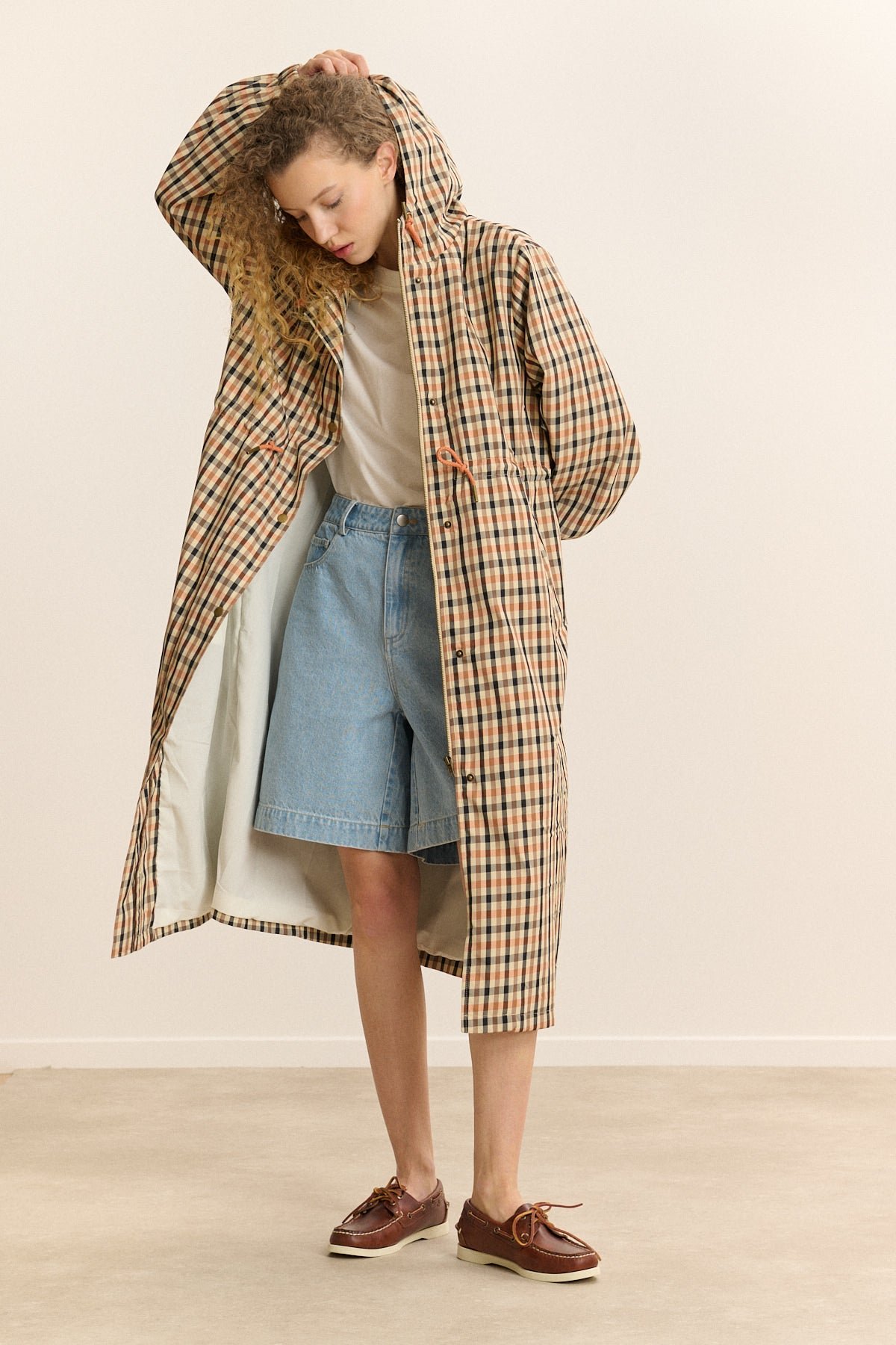 Waterproof checkered trench coat GARANCE PARIS Beige