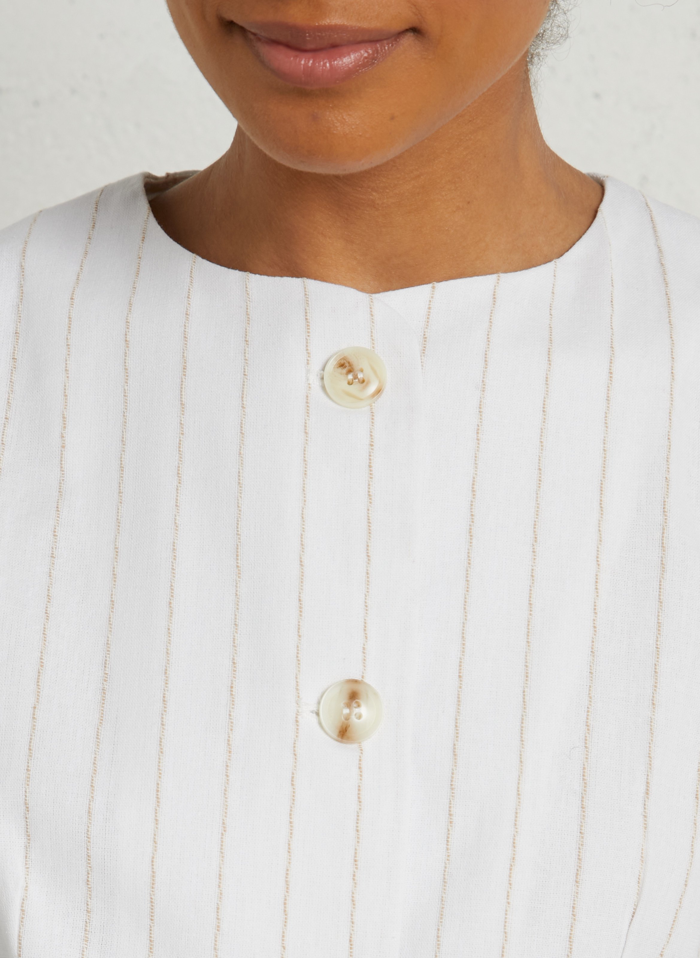 Straight striped cotton and linen vest THE KORNER White