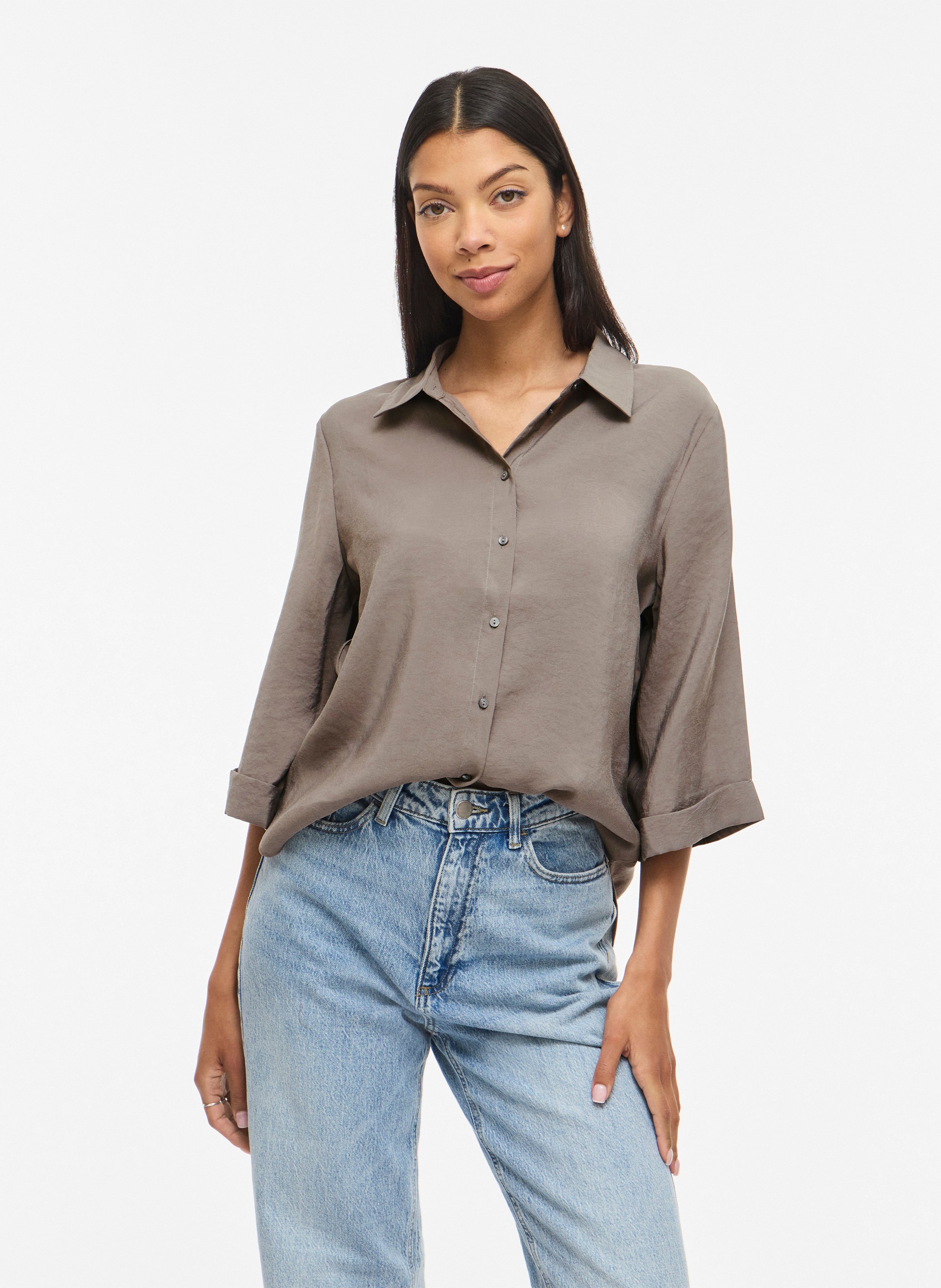 Oversized shirt VILA Brown