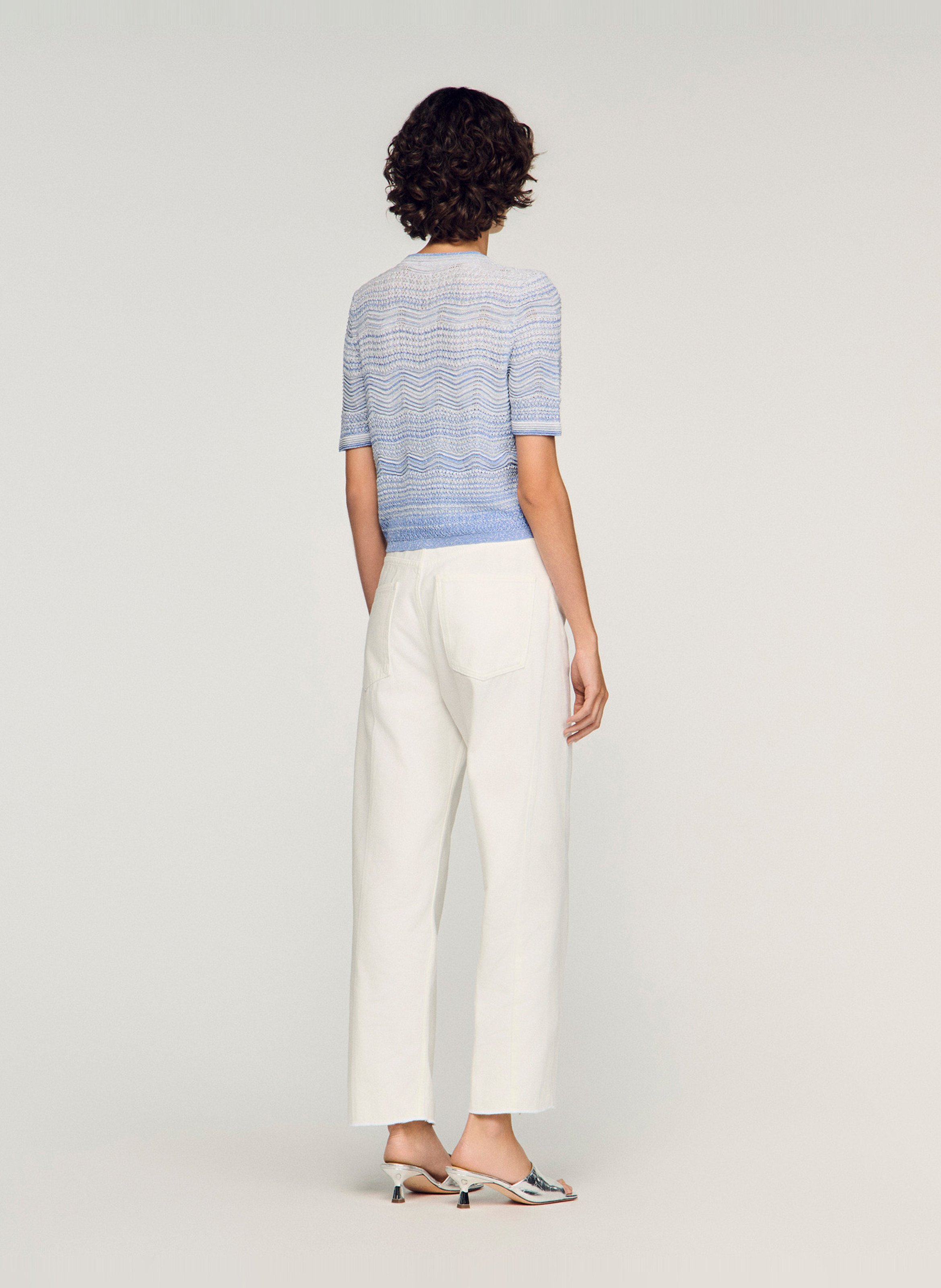 Gilet moulant col rond SANDRO Bleu