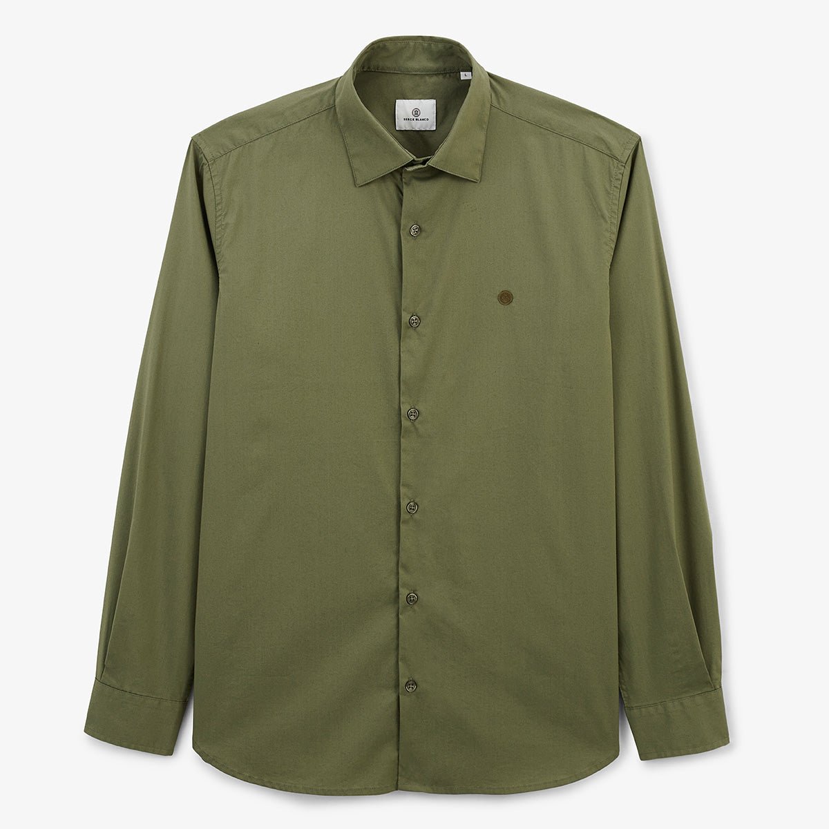 Solid color long-sleeve cotton stretch shirt SERGE BLANCO Green