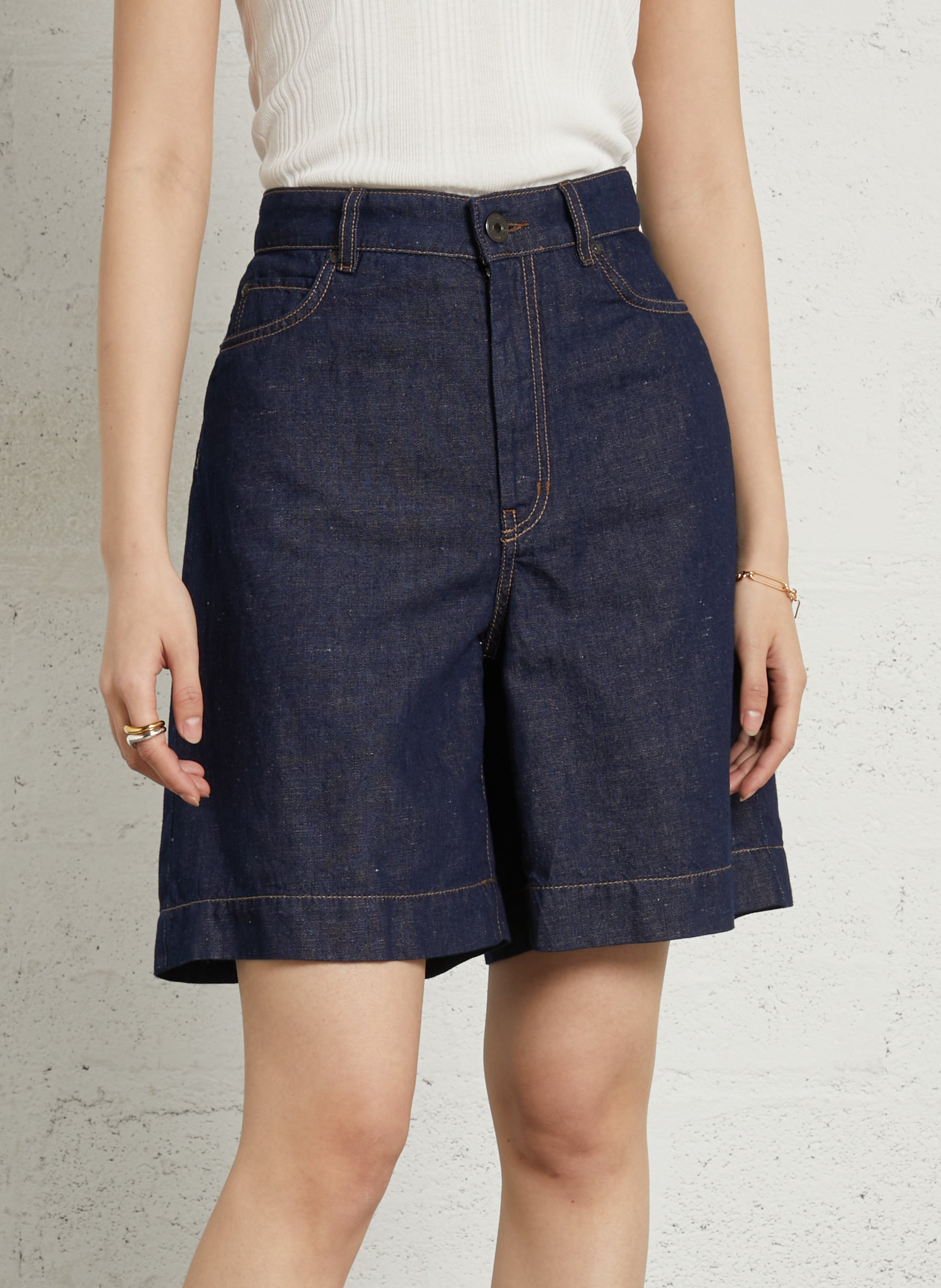 Gerade geschnittene Shorts aus Baumwolle und Leinen MAX MARA WEEK END