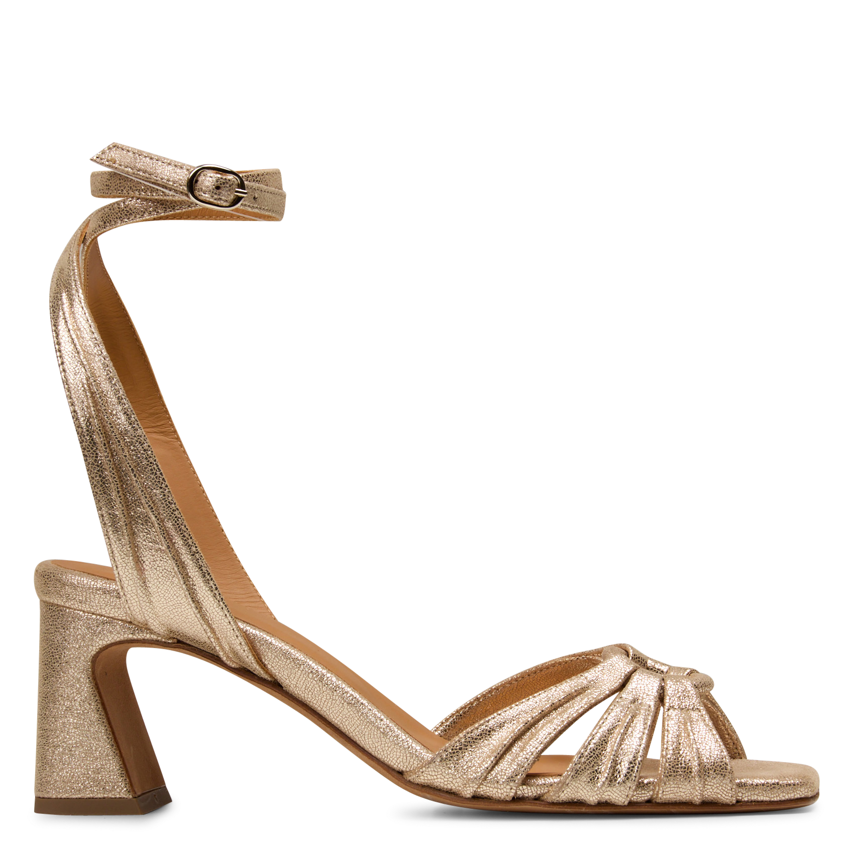 Ledersandalen mit Absatz, Metallic-Look BOBBIES Golden