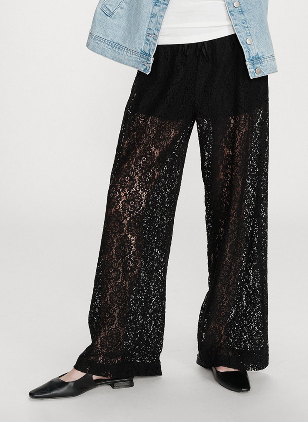 Pantalon ample en dentelle GRACE ET MILA Noir