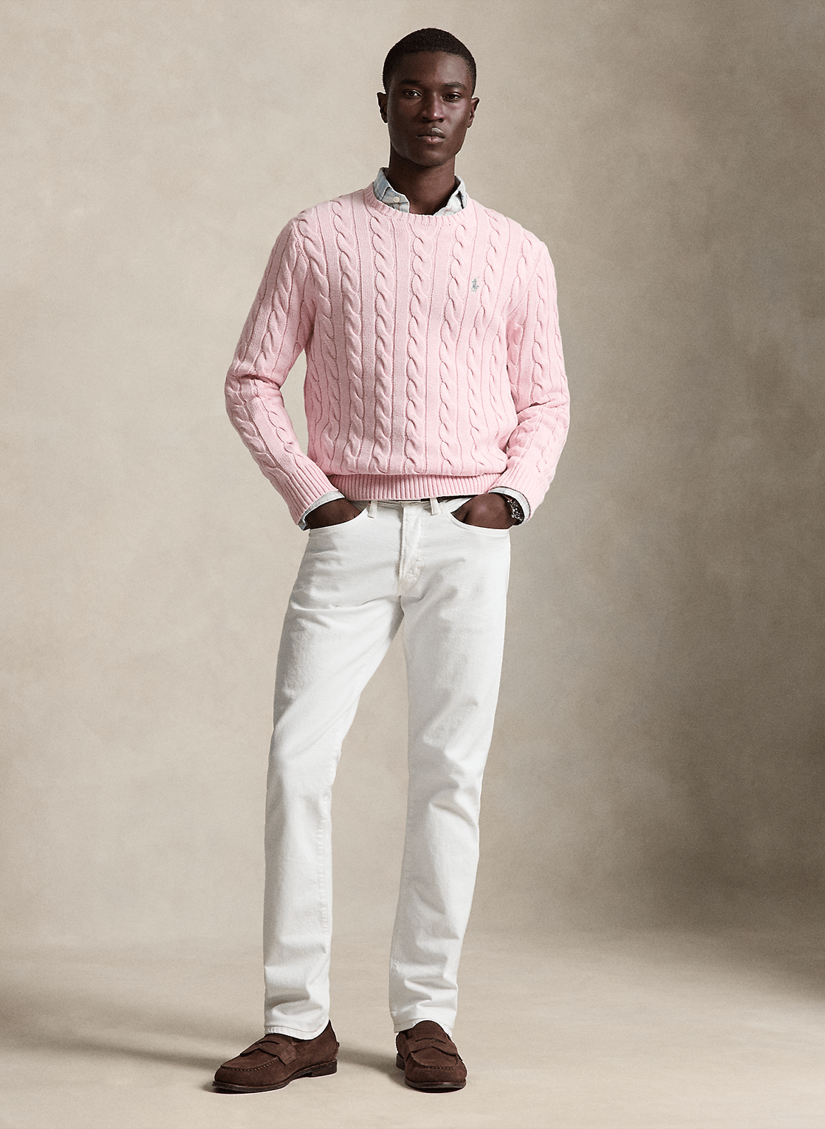 Pull col rond regular-fit en coton | Rose POLO RALPH LAUREN Homme