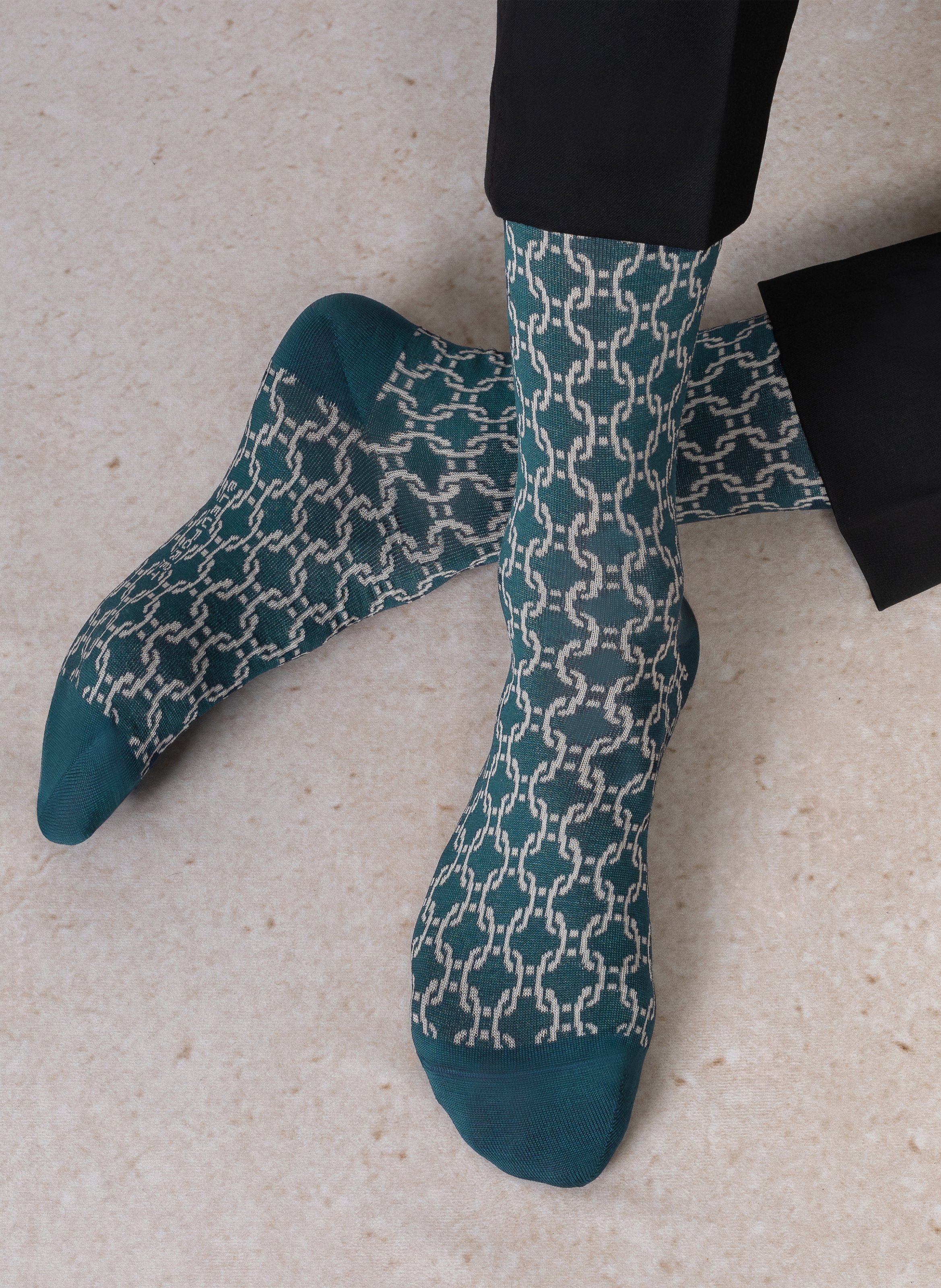 Chaussettes jacquard en coton mélangé BLEUFORET