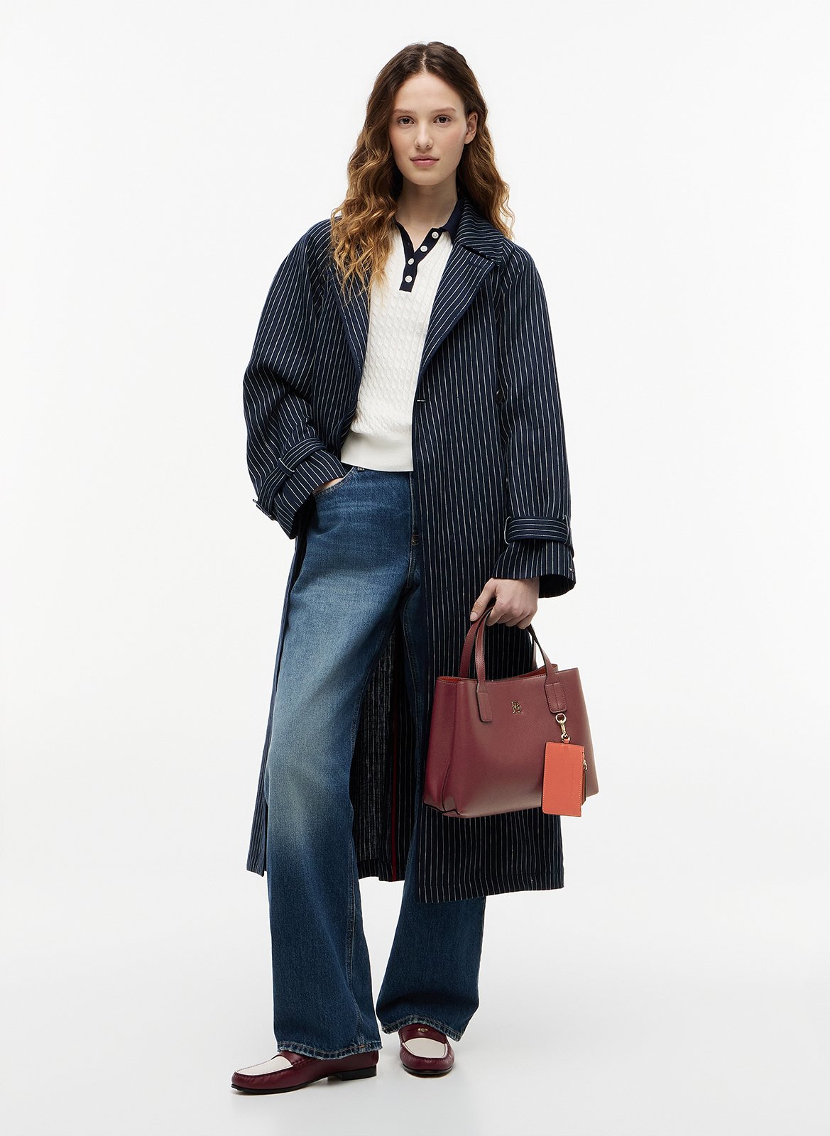 Grained leather tote bag TOMMY HILFIGER Brown