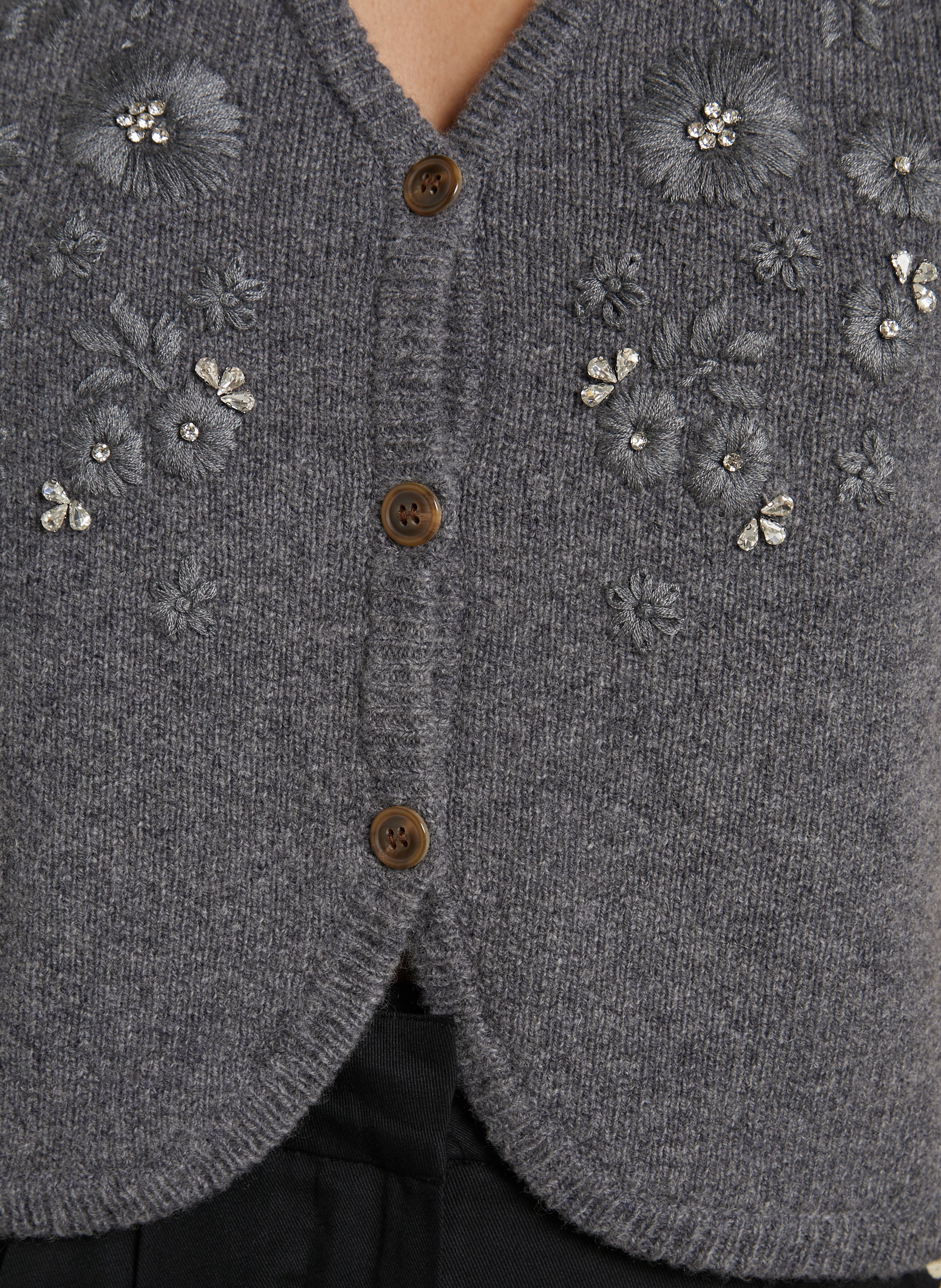 Gilet sans manches brodé en laine LOUISE MISHA Gris