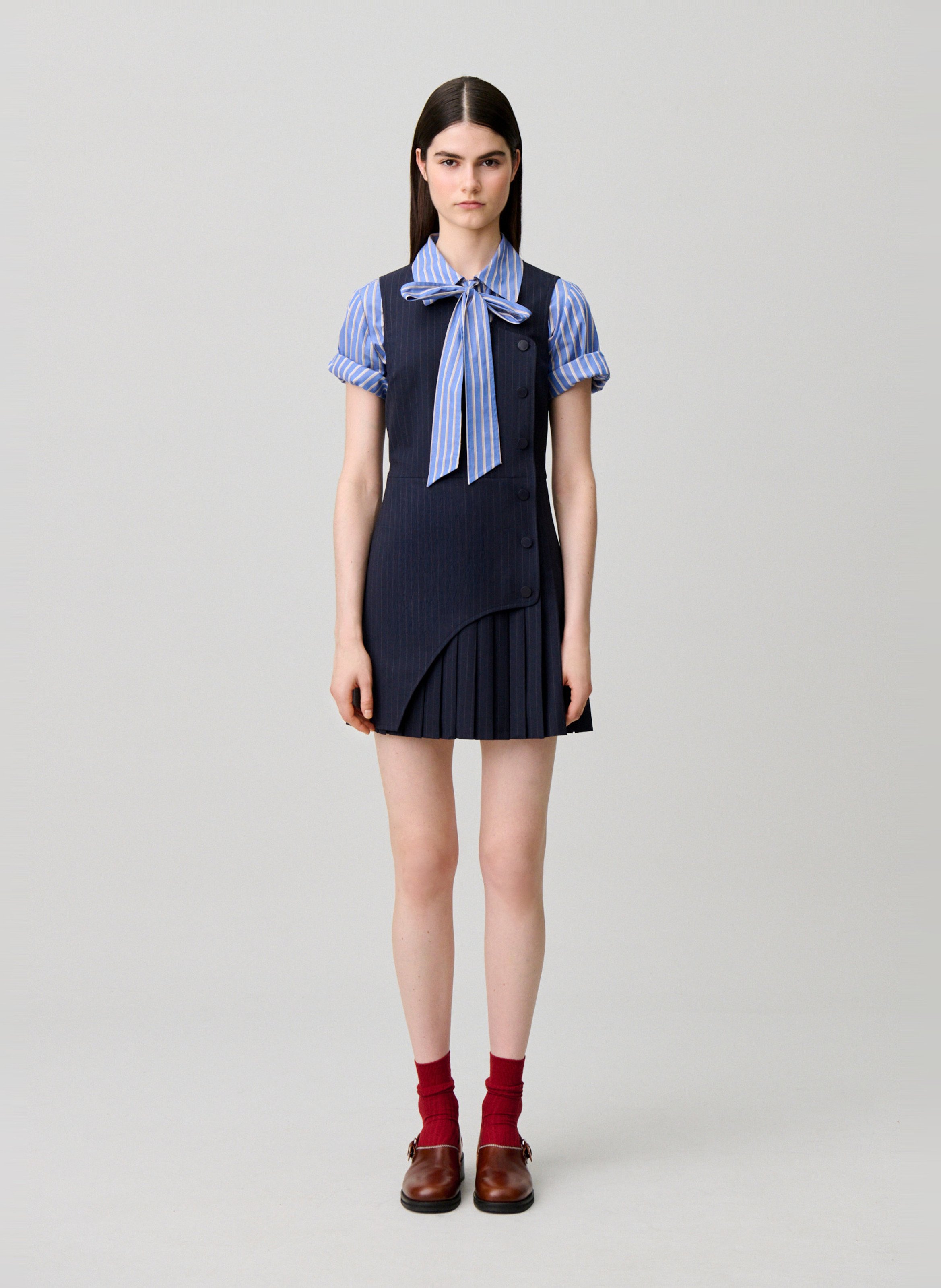 Robe courte col v en laine mélangée CLAUDIE PIERLOT Multicolore