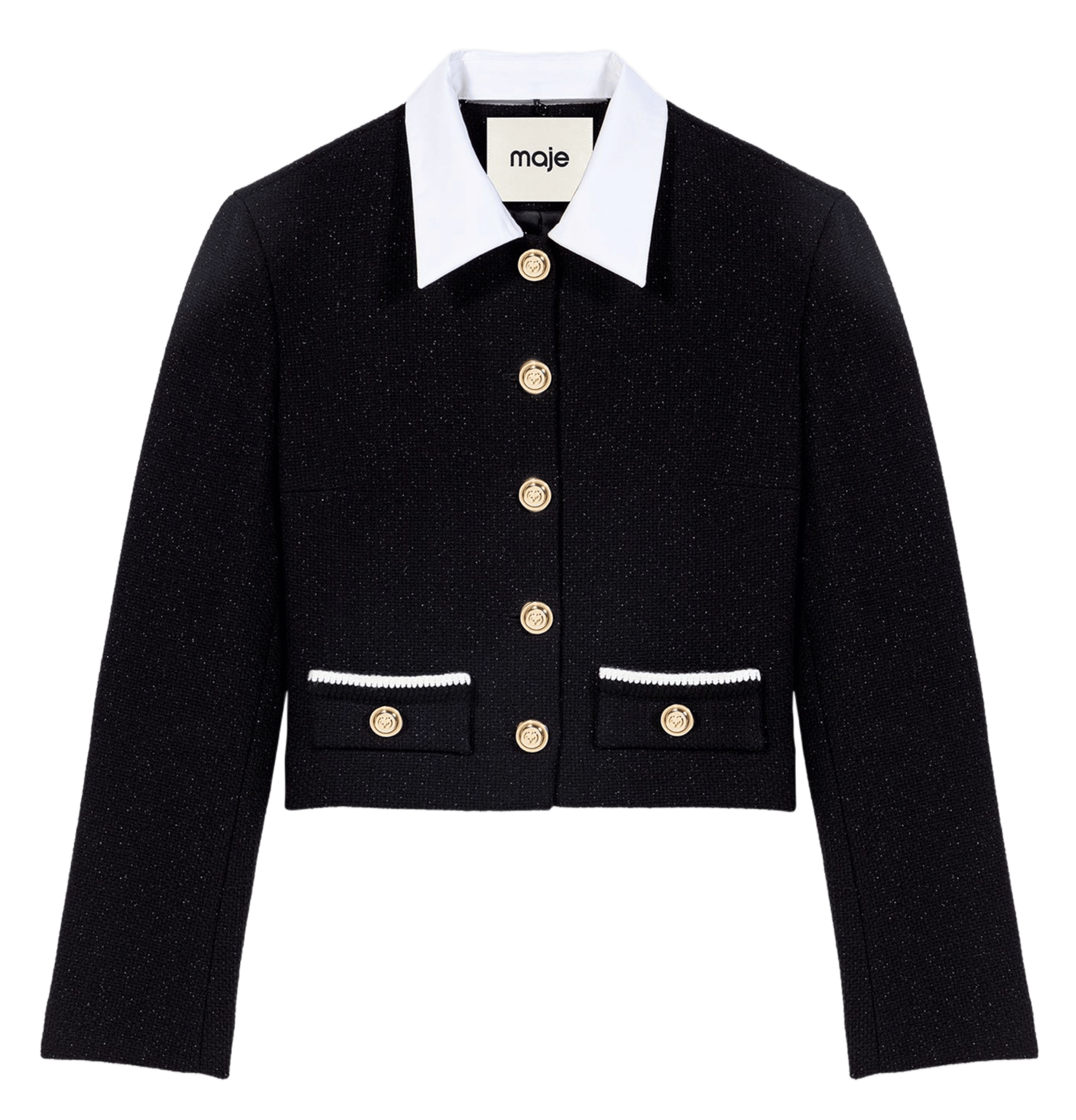 Fitted short jacket in blended cotton. MAJE Black