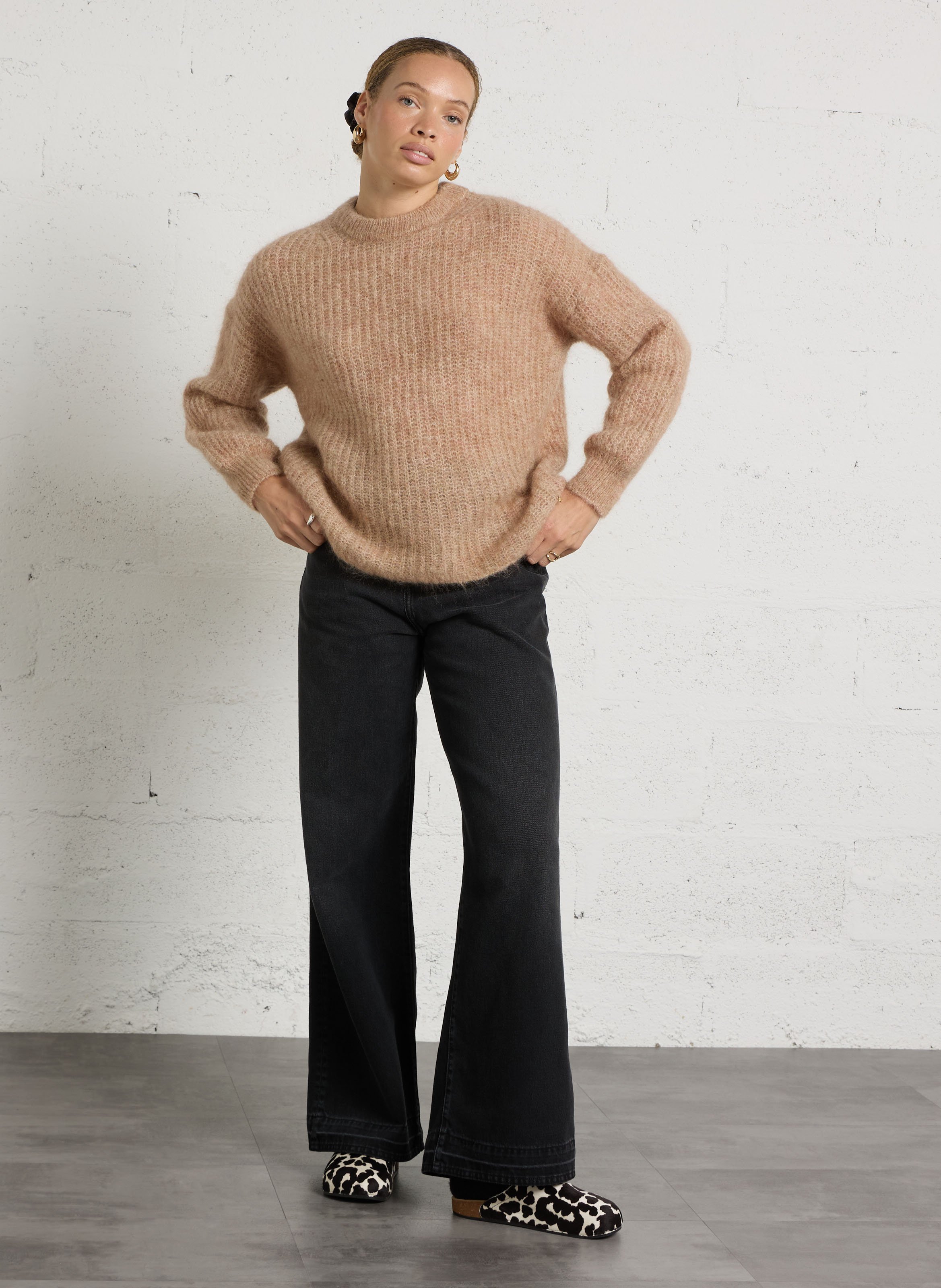 Oversize-Pullover aus Wollmix DES PETITS HAUTS Rosa