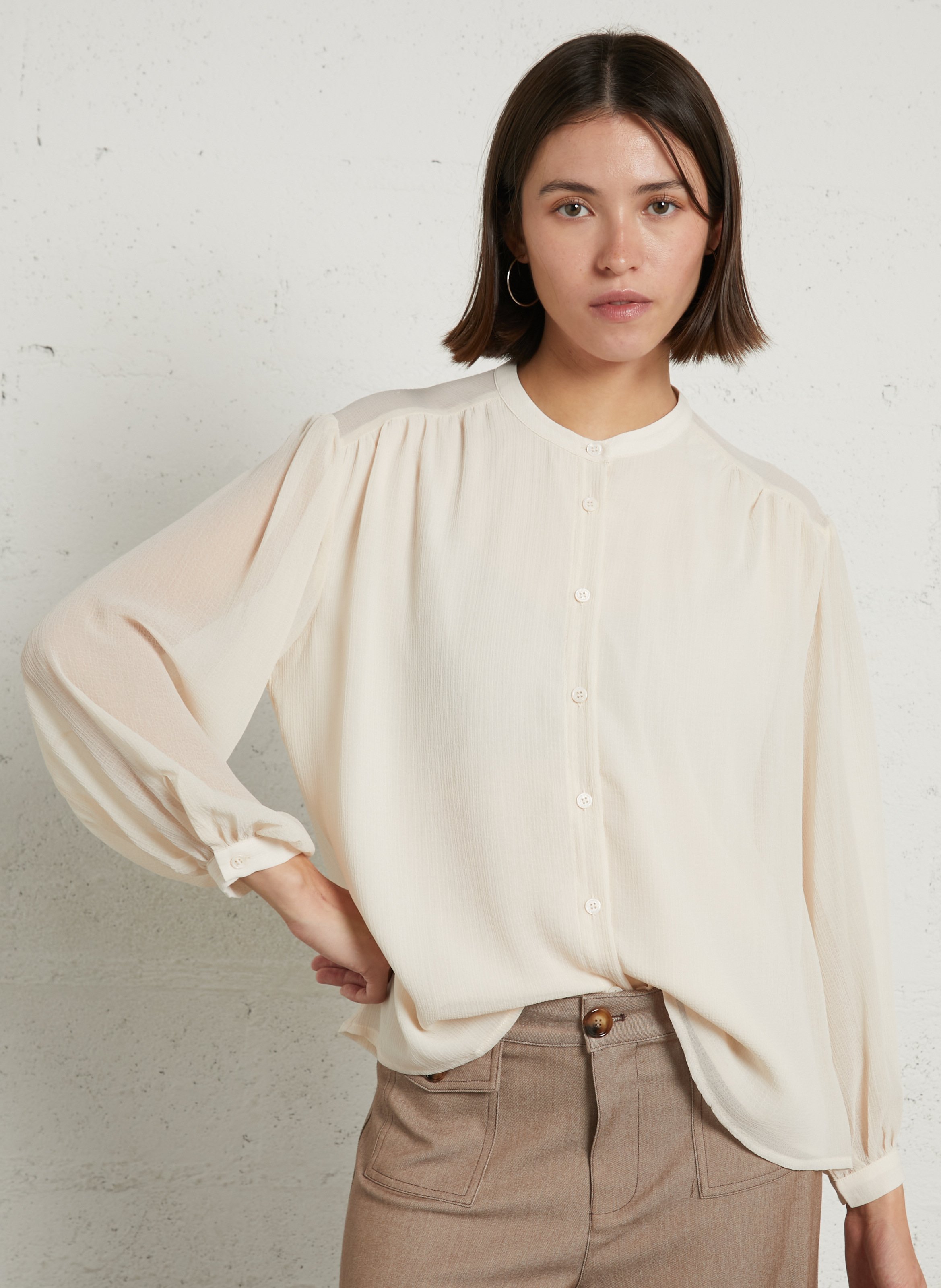 Loose-fit shirt with mandarin collar LA PETITE ETOILE Beige