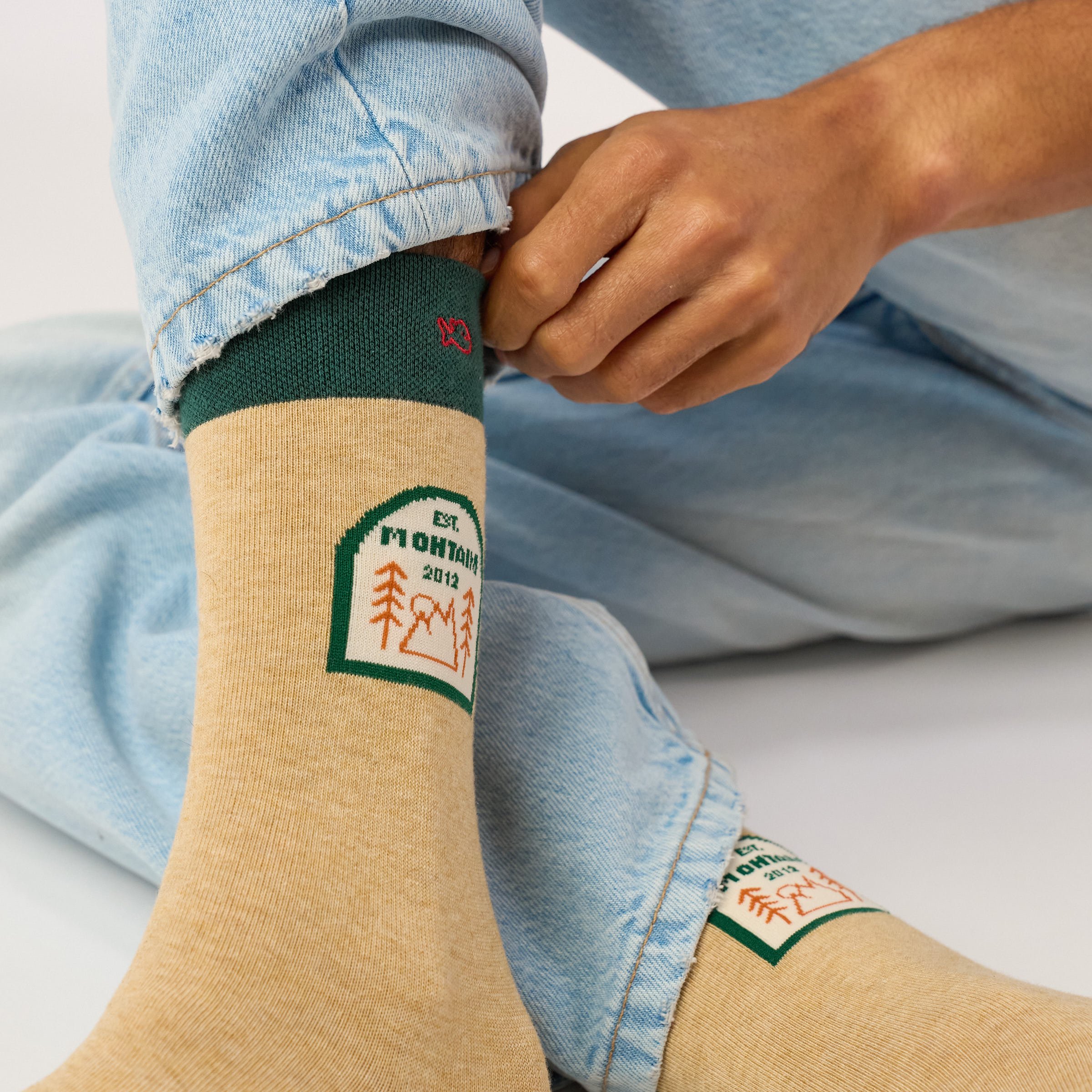 Combed Cotton Socks with Patterns BILLYBELT Beige