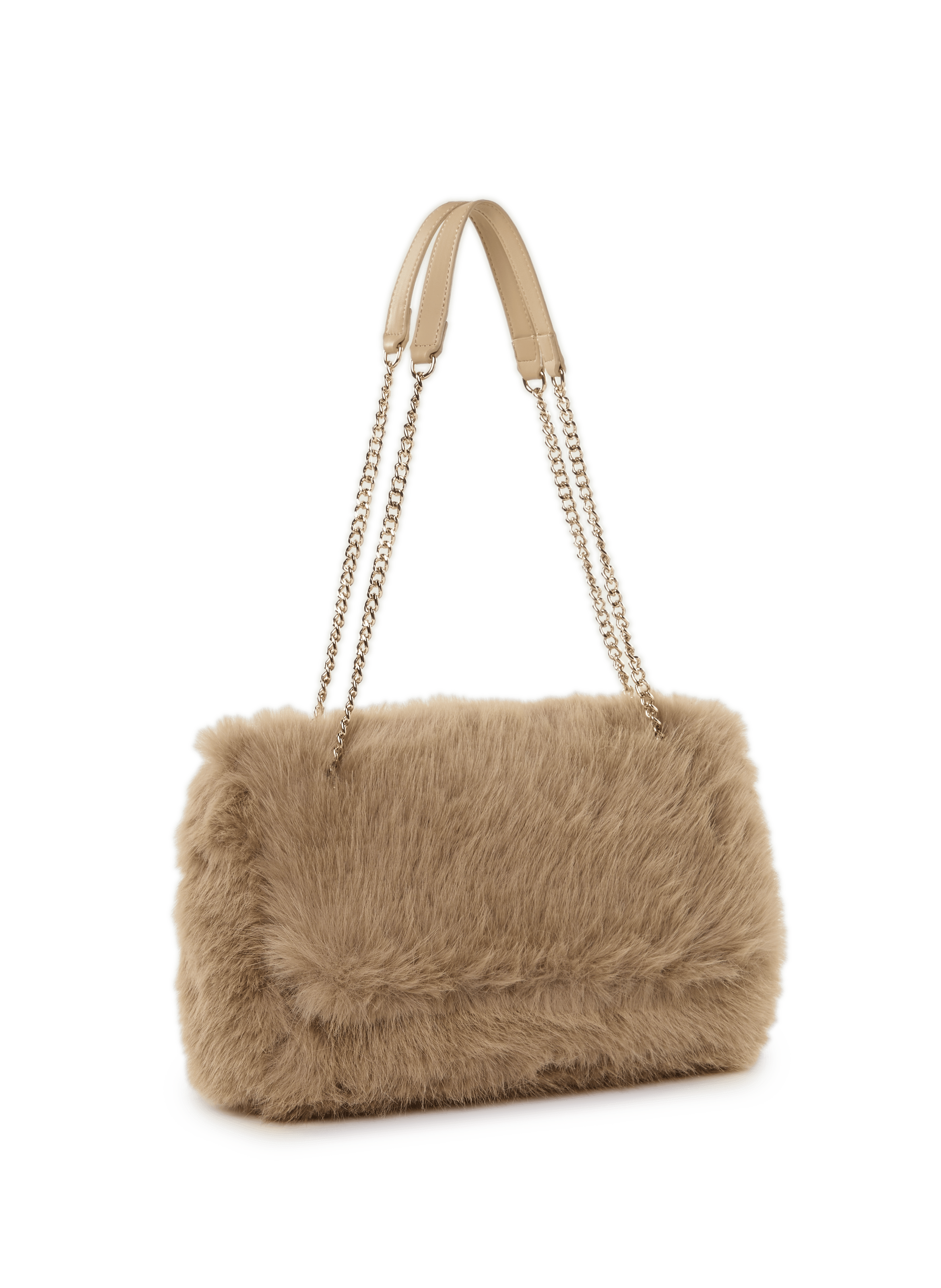 Faux-fur shoulder bag AU PRINTEMPS PARIS Beige